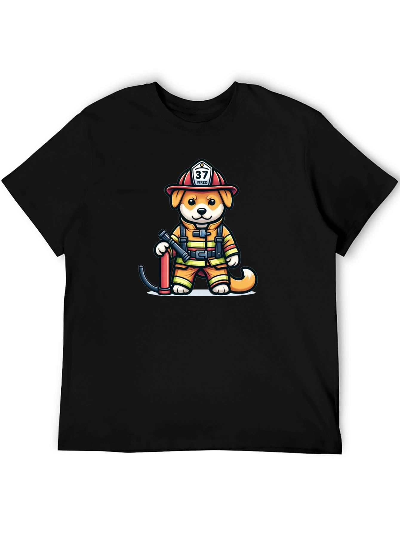 Black Firefighter Dog T-Shirt: Fired Up Pup! view 5