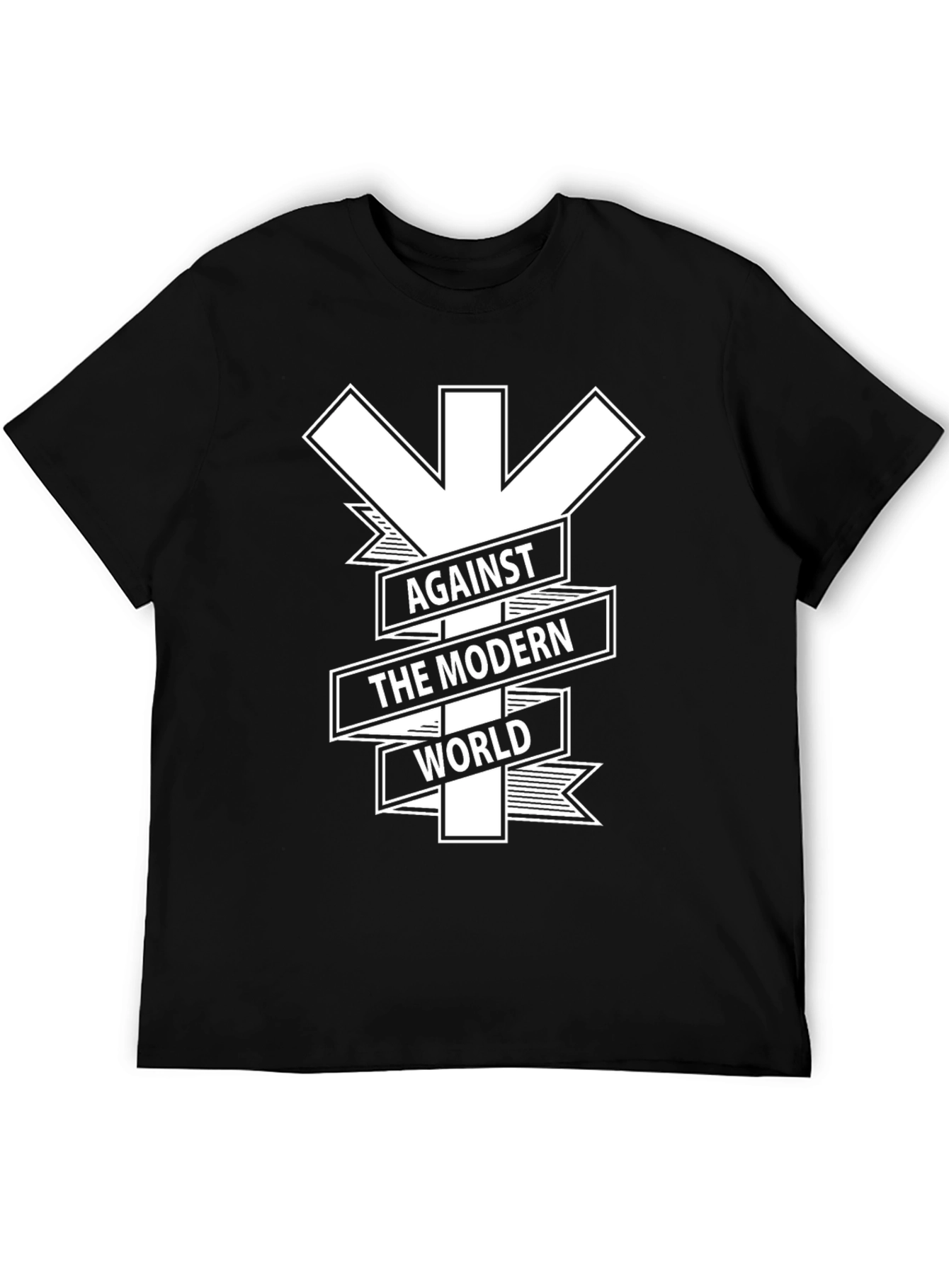 Black Against the Modern World Graphic Tee - Black Cotton Blend view 5