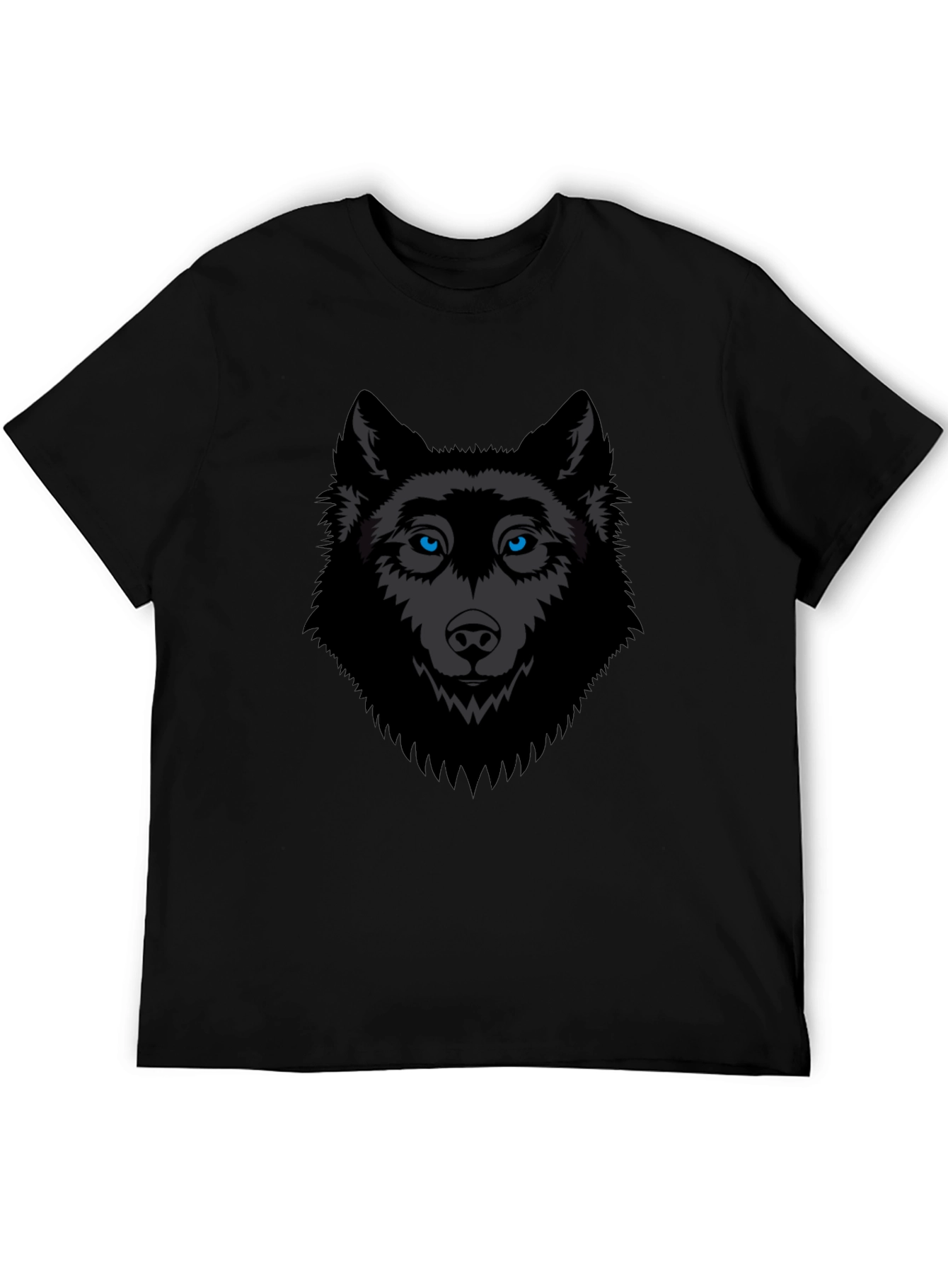 Black Men's Black Wolf Graphic T-Shirt view 5