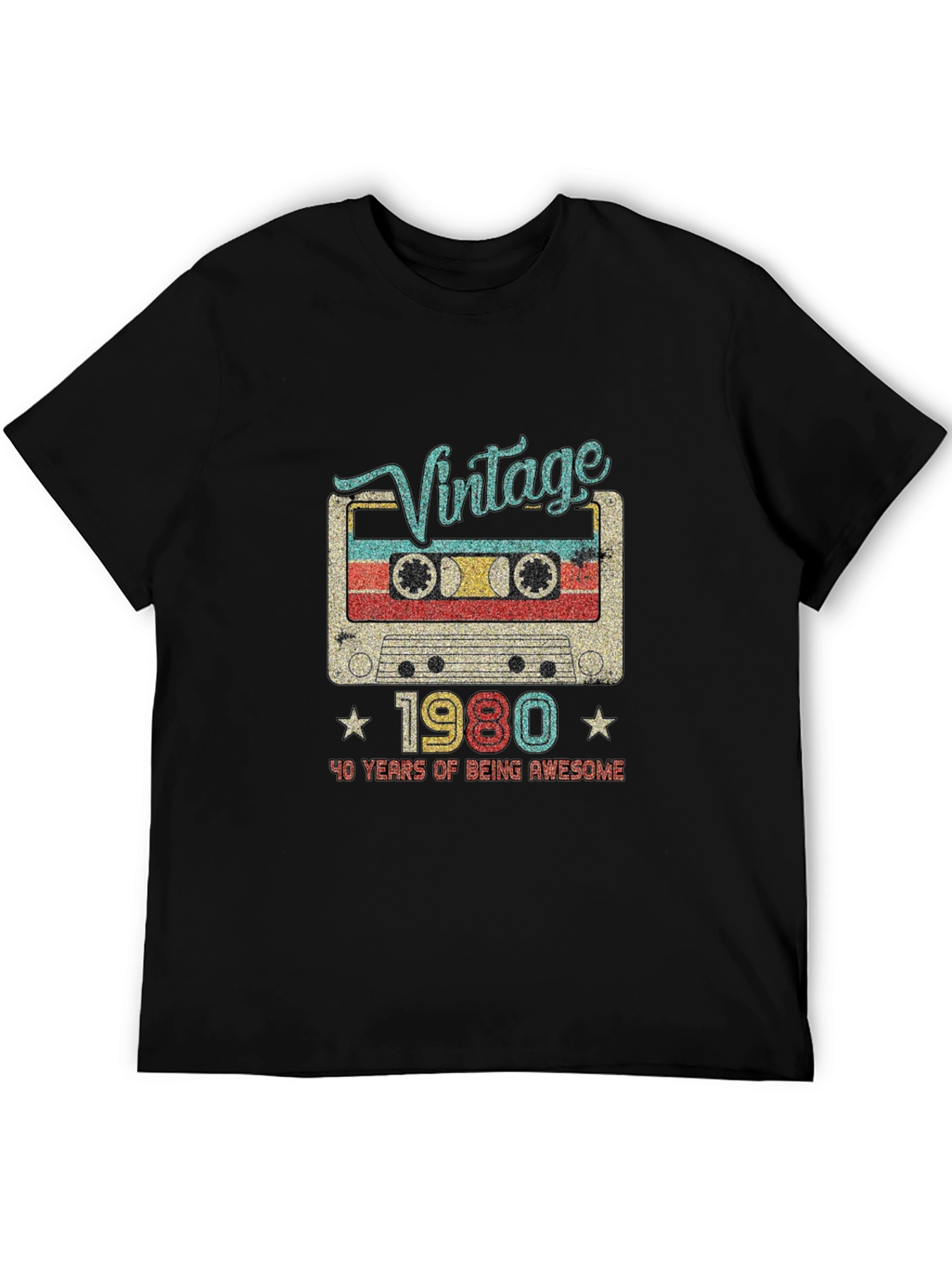 Black Vintage 1980 Cassette Tape T-Shirt view 5