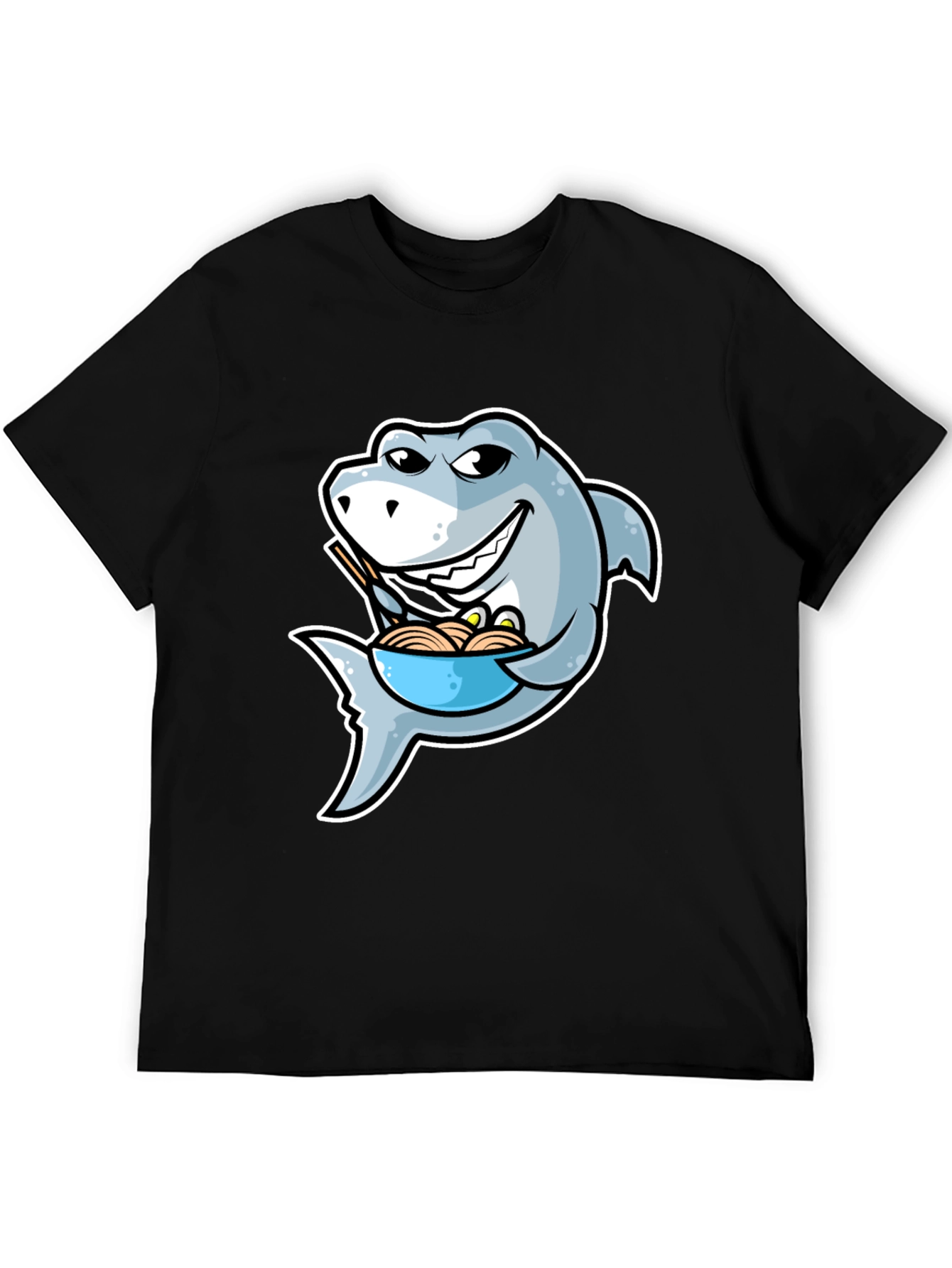 Black Shark Ramen T-Shirt - Funny Cartoon Graphic Tee view 5