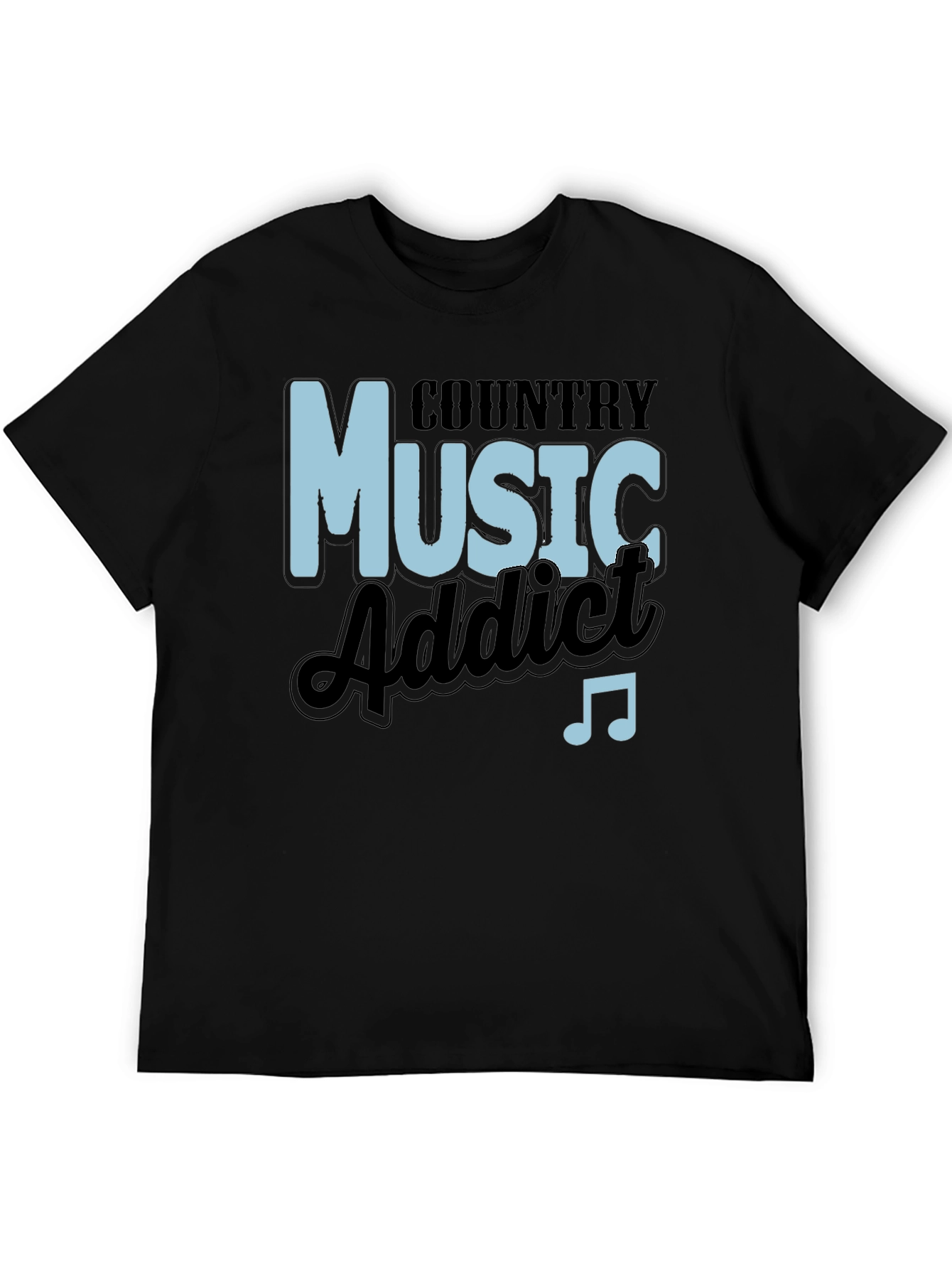 Black Country Music Addict Black T-Shirt view 5