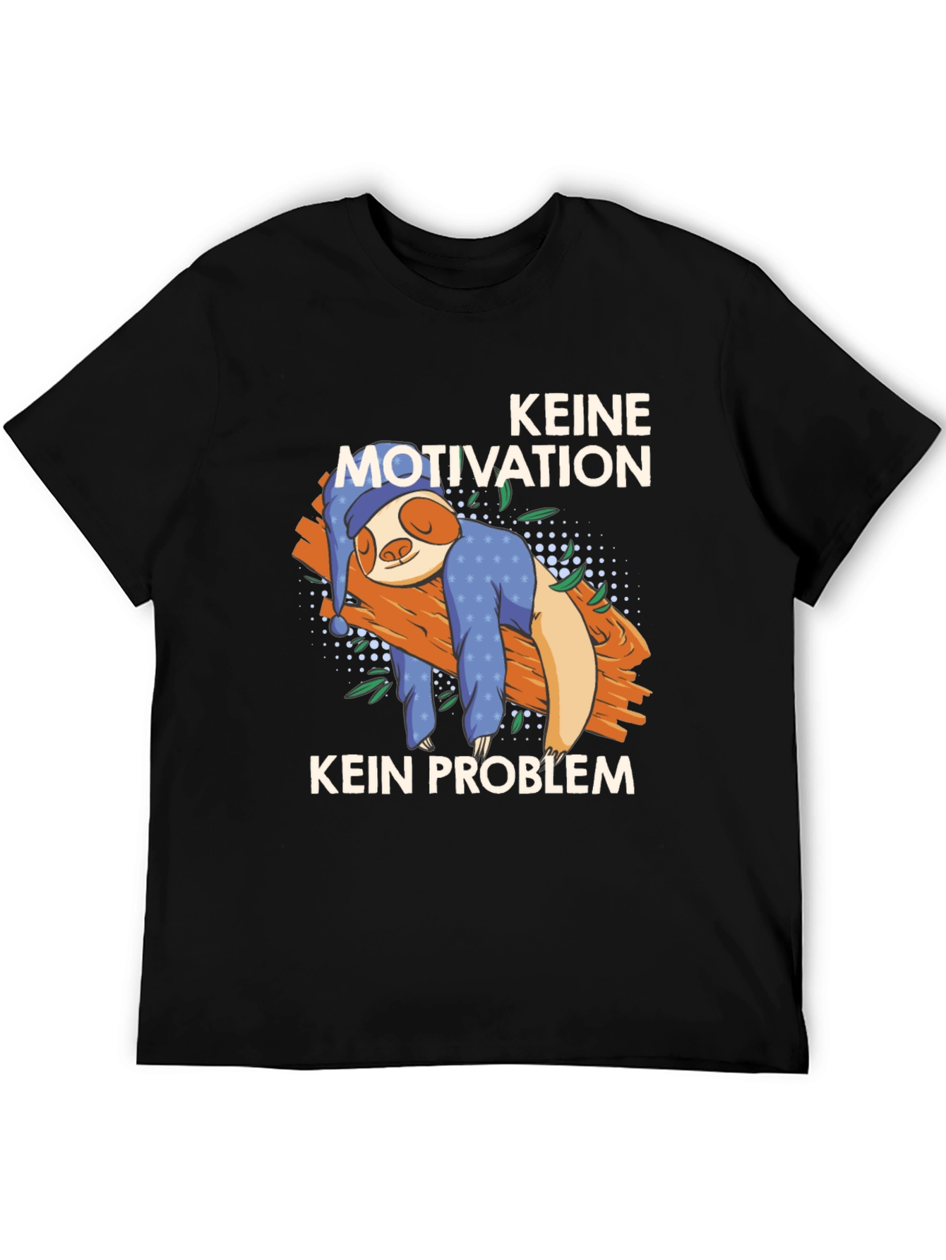 Black No Motivation No Problem Sloth T-Shirt view 5