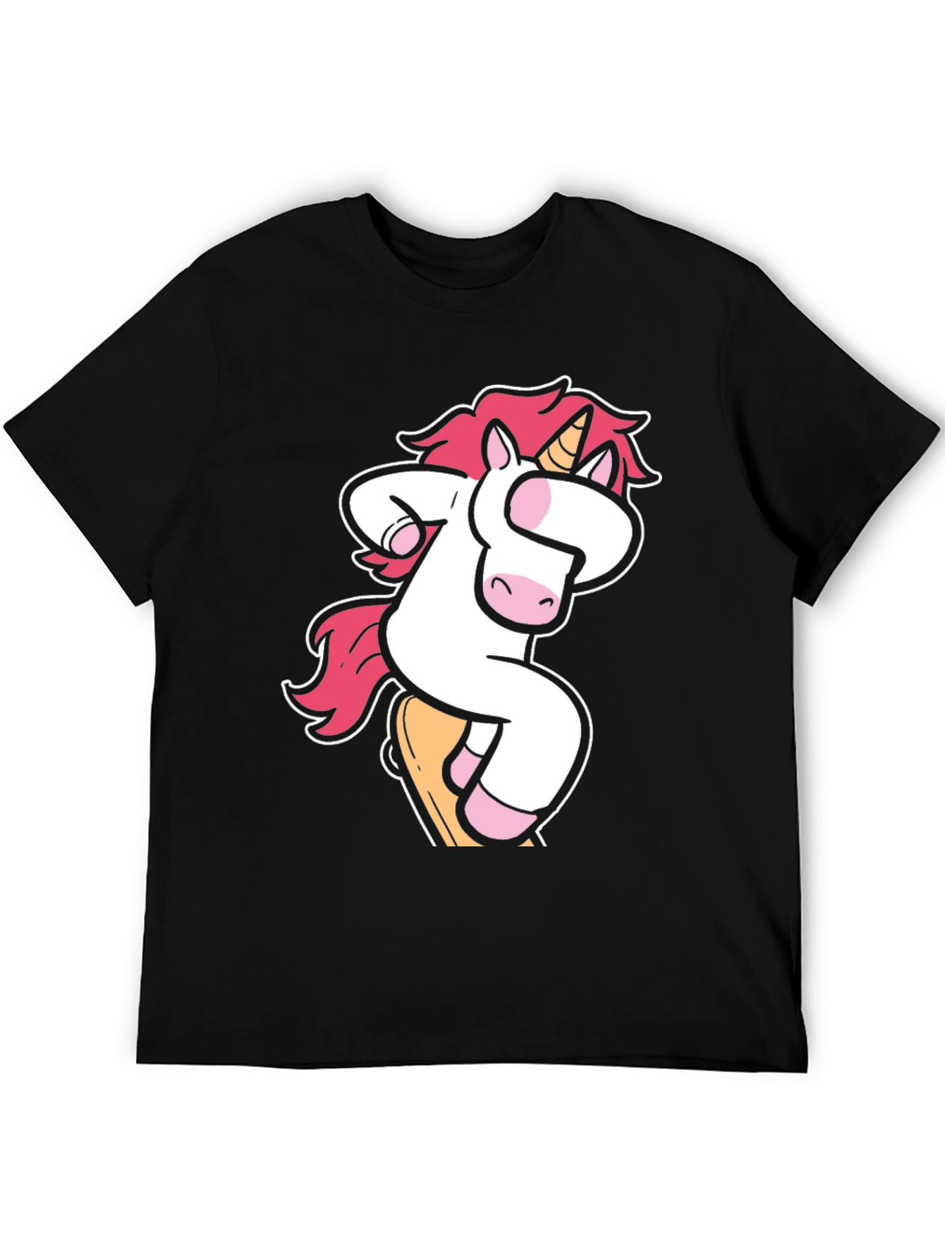Black Unicorn Skateboarder Graphic T-Shirt view 5