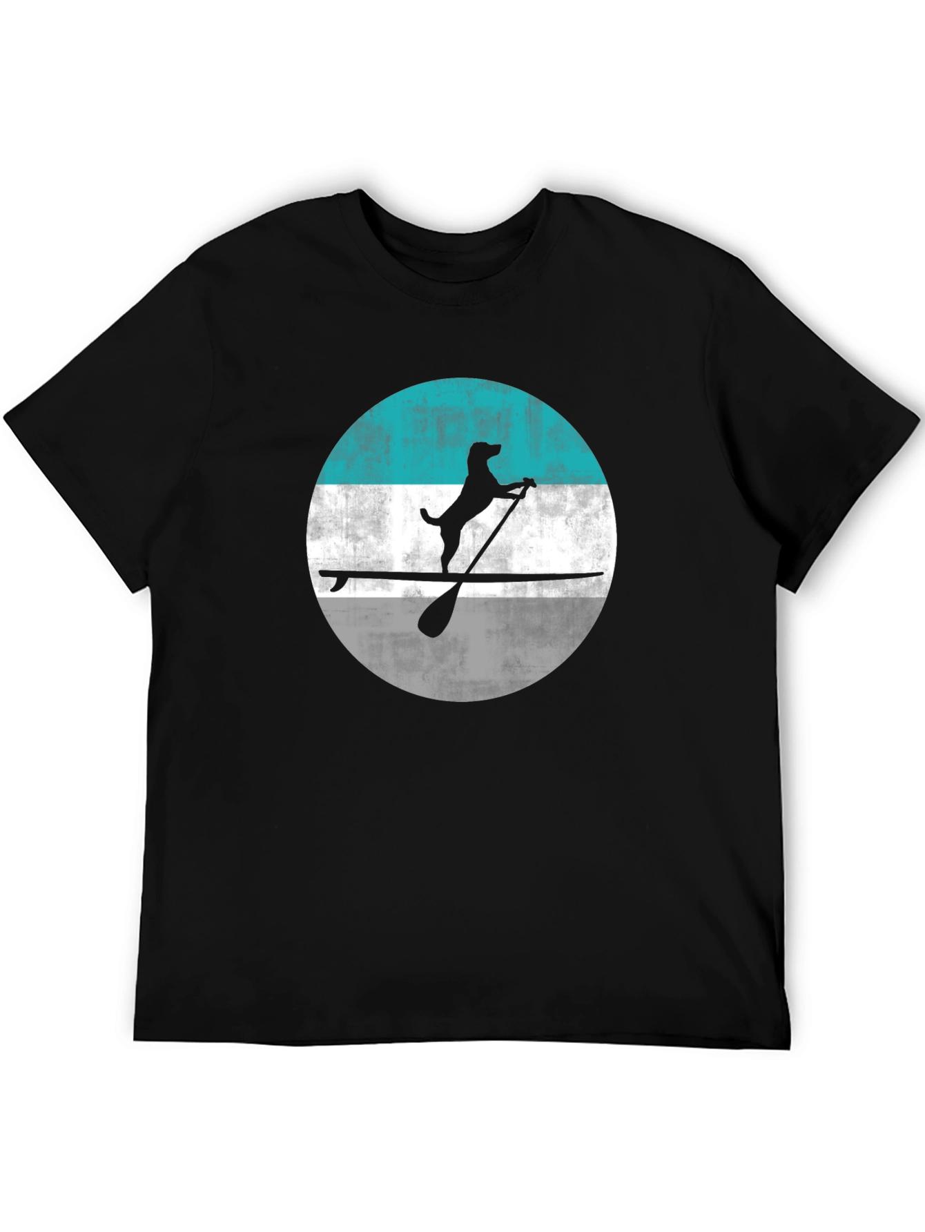 Black Dog Paddle Board T-Shirt - Black, Canine Adventure view 5
