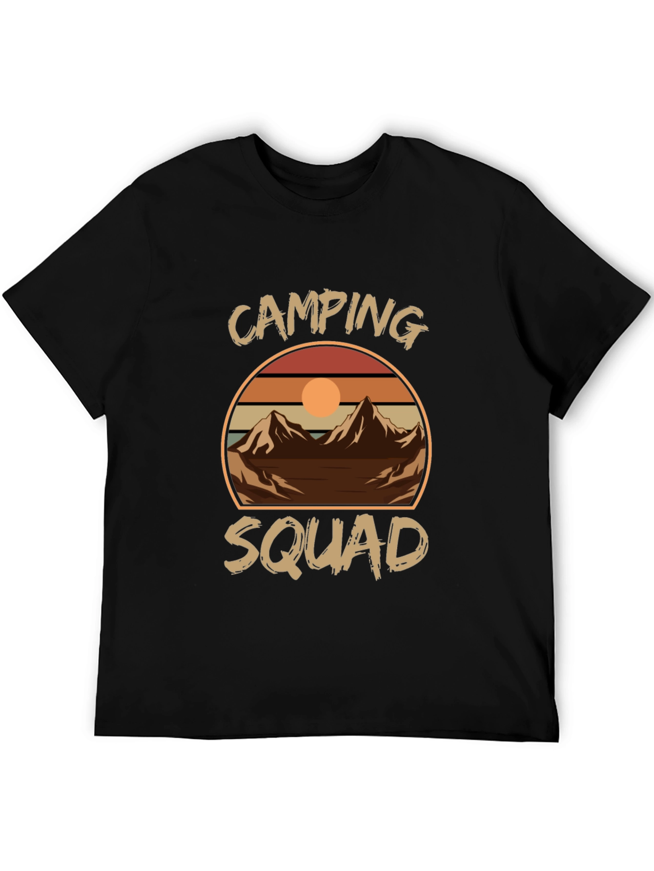 Black Camping Squad Tee - Retro Mountain Adventure Shirt view 5