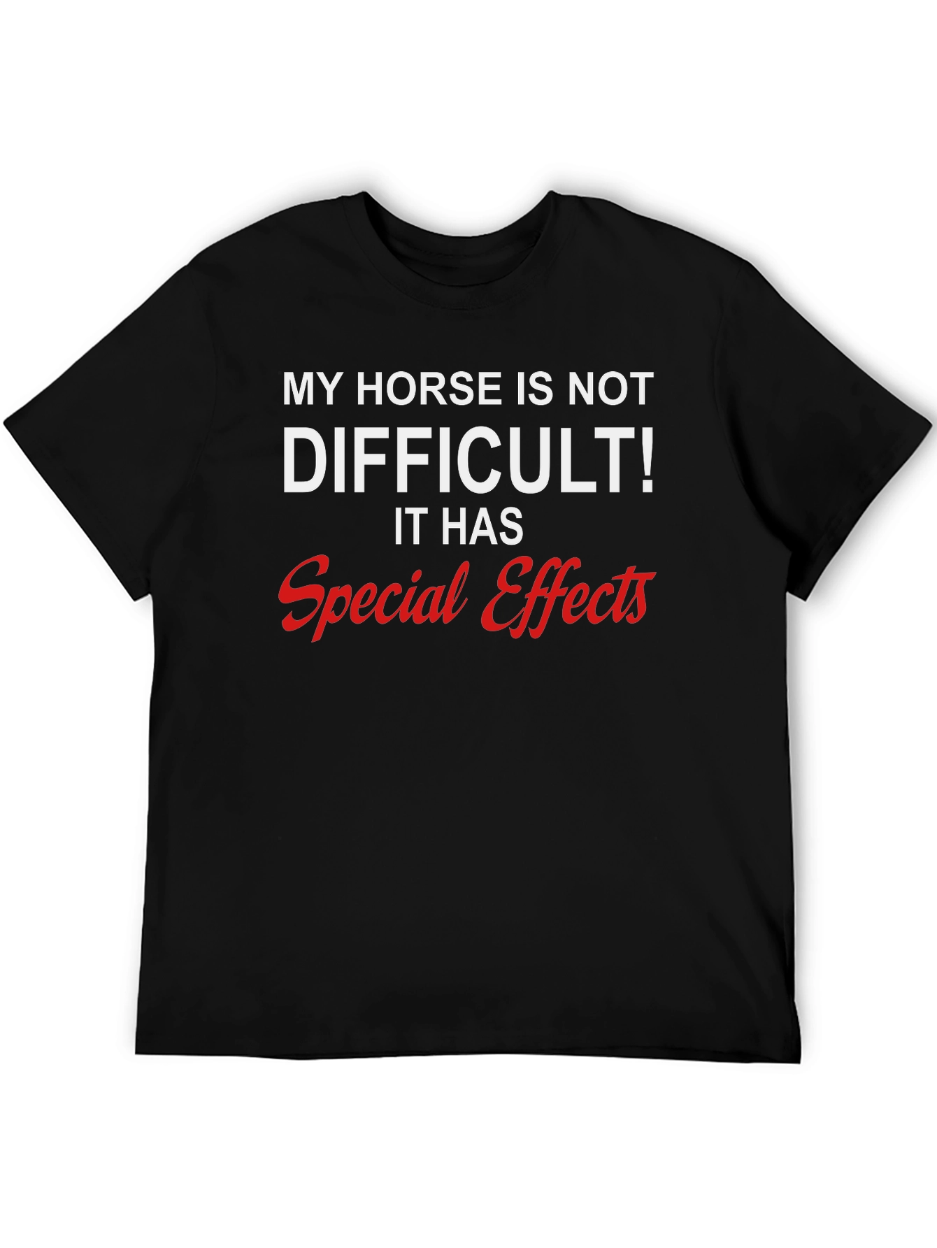 Black Funny Horse T-Shirt - Special Effects view 5
