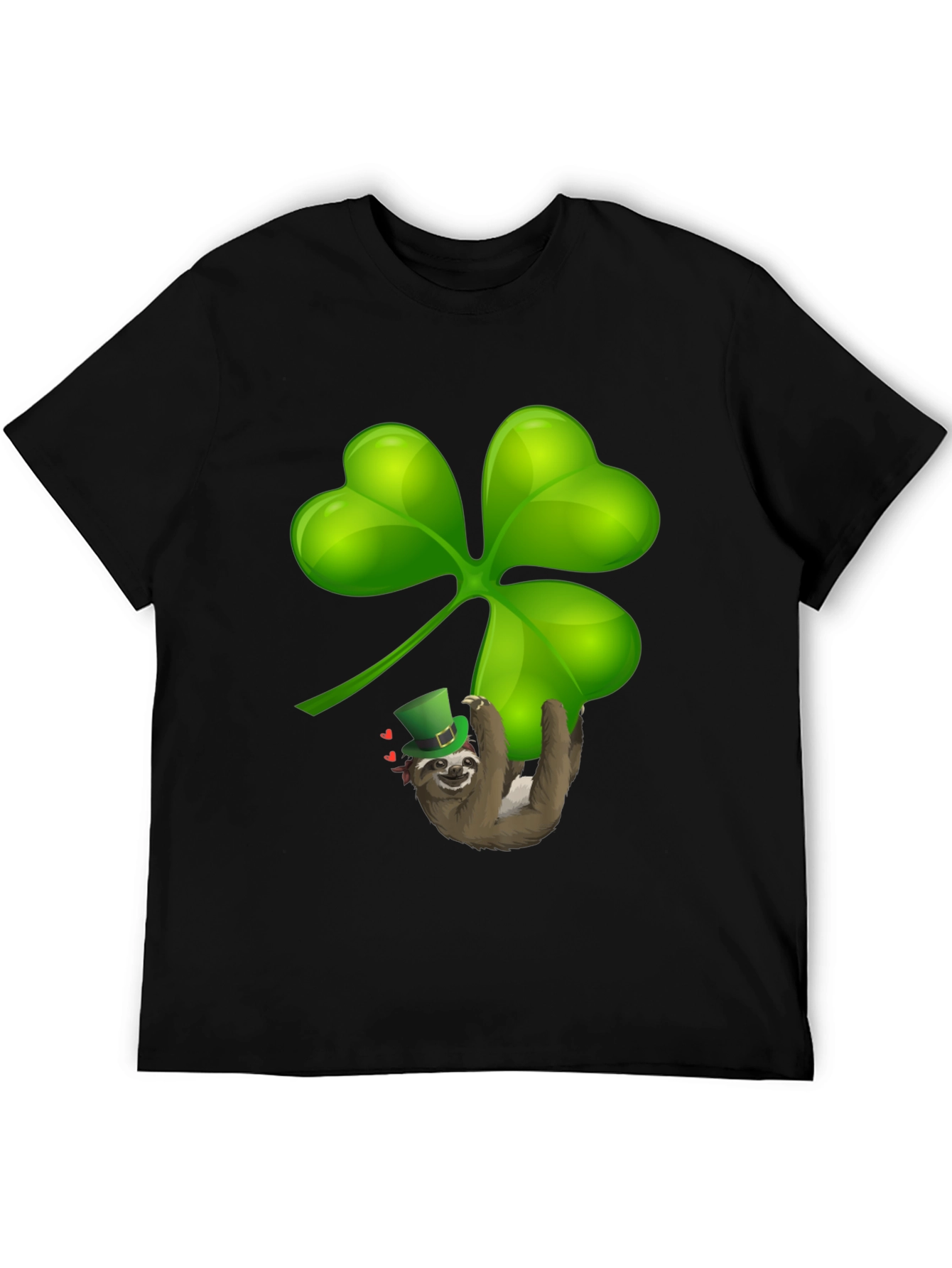 Black Sloth Shamrock T-Shirt - St. Patrick's Day Luck view 5