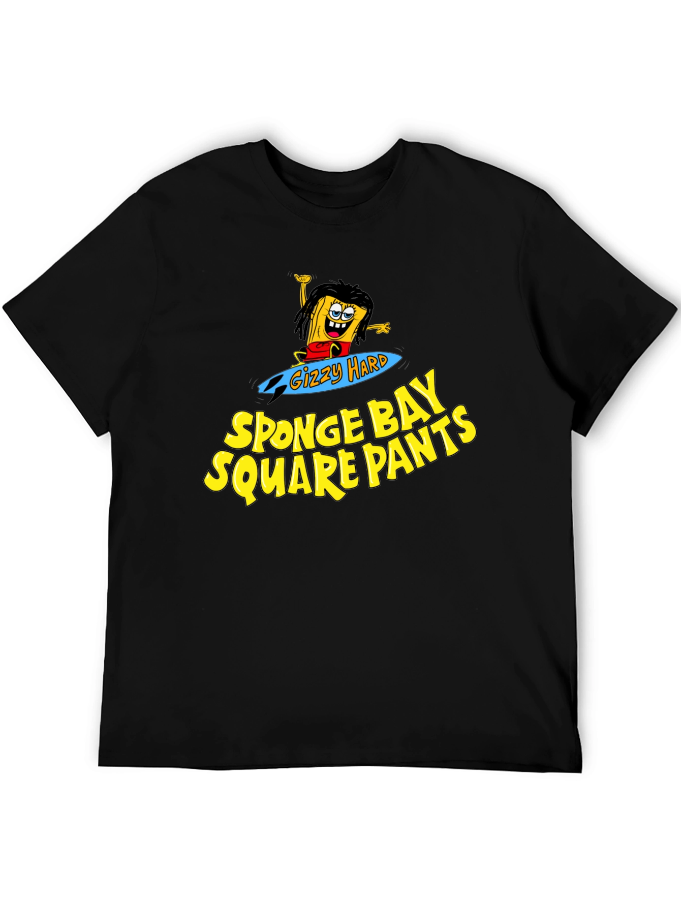 Black Sponge Bay Square Pants T-Shirt - Gizzy Hard Parody Tee view 5