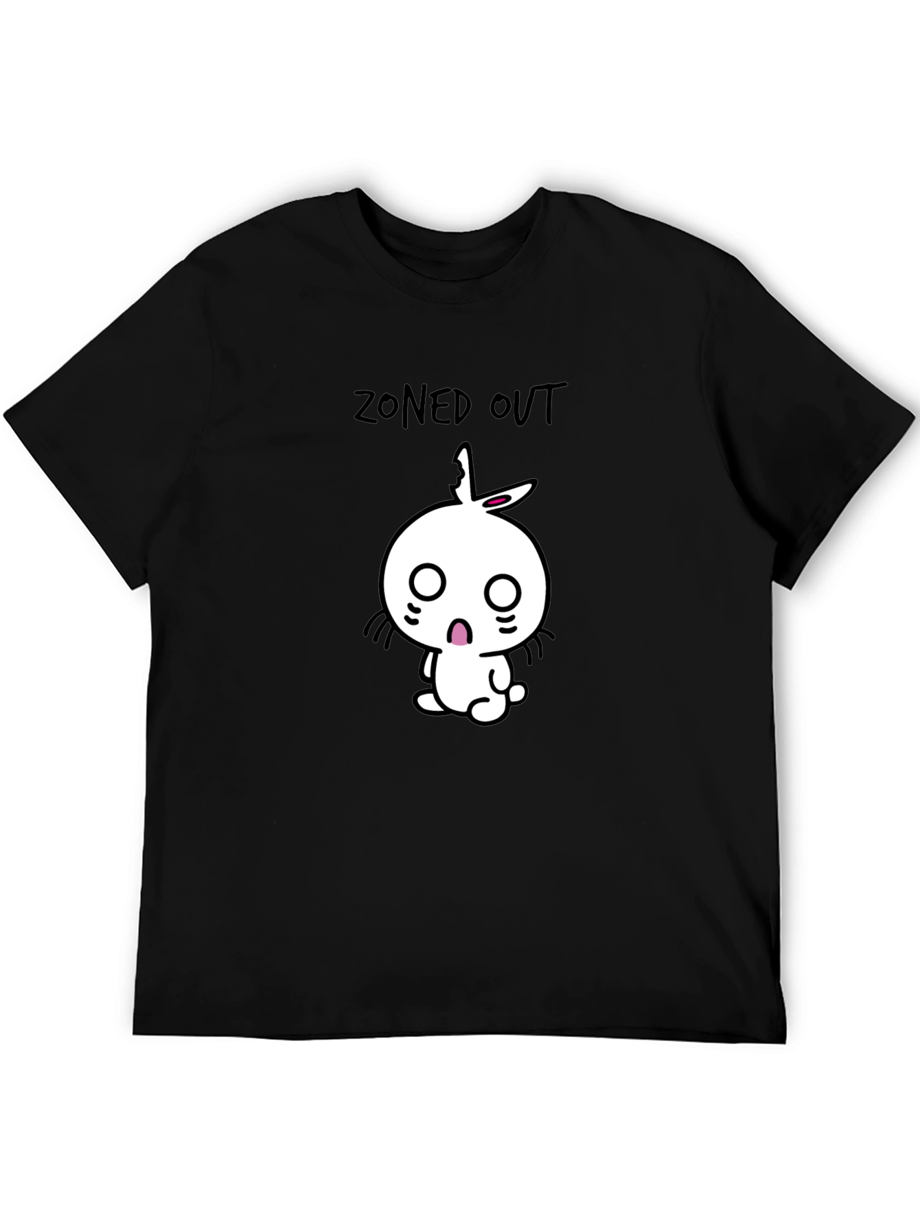 Black Zoned Out Rabbit Graphic Tee - Black Cotton T-Shirt view 5