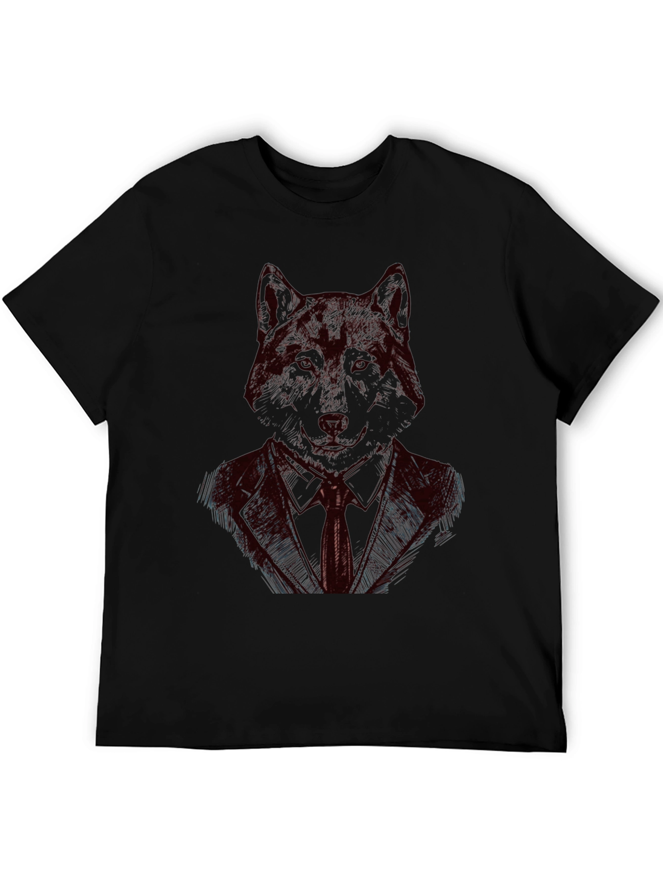 Black Wolf in Suit Black T-Shirt - Unique Graphic Tee view 5