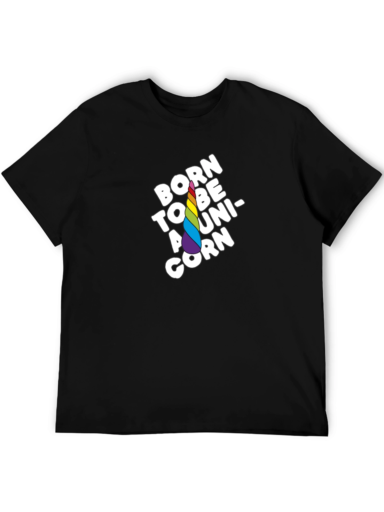 Black Born to Be a Unicorn Black T-Shirt view 5