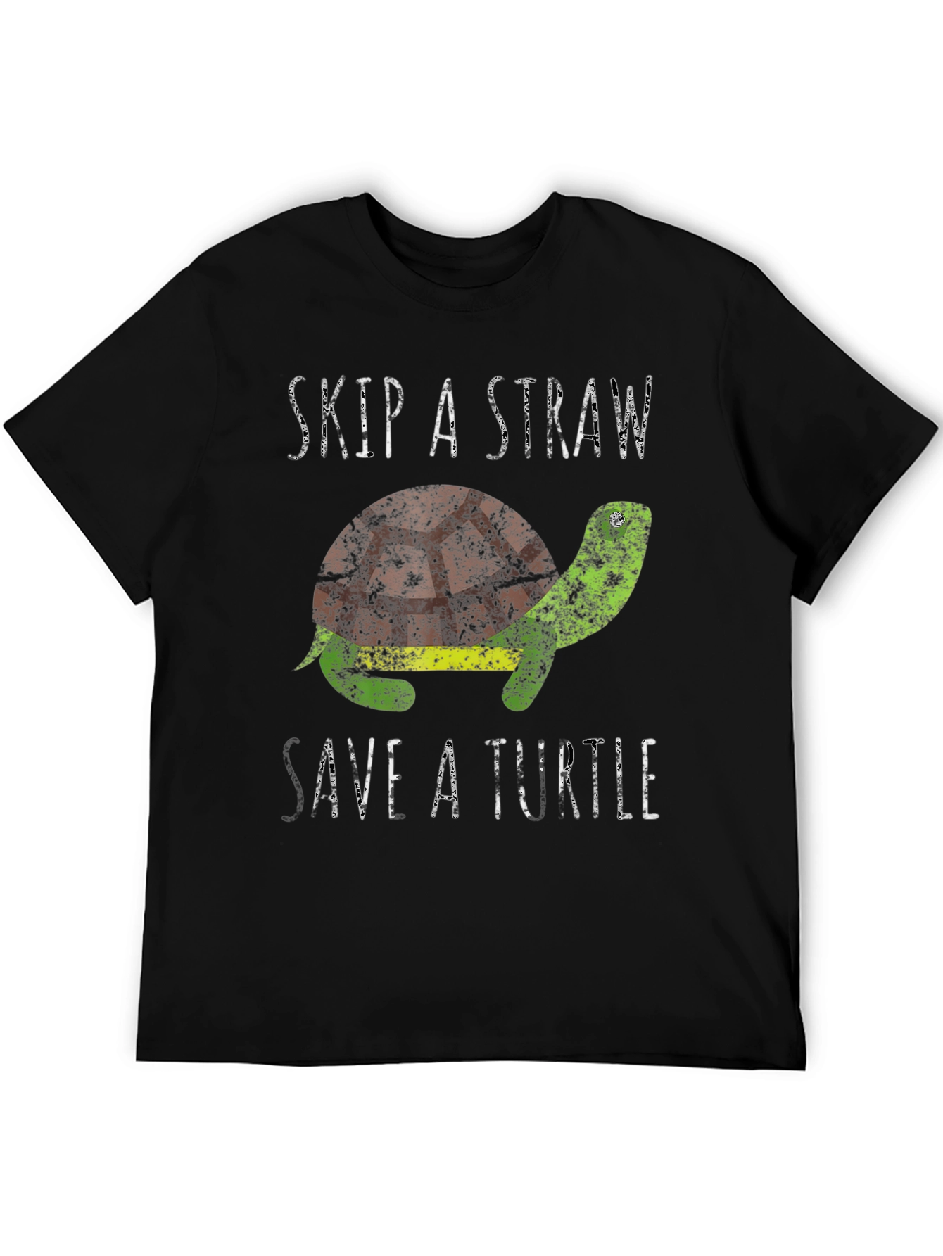 Black Skip A Straw Save A Turtle Graphic T-Shirt view 5