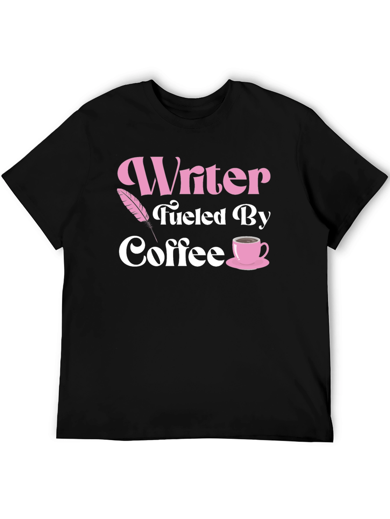 Black Writer Fueled By Coffee Black T-Shirt view 5