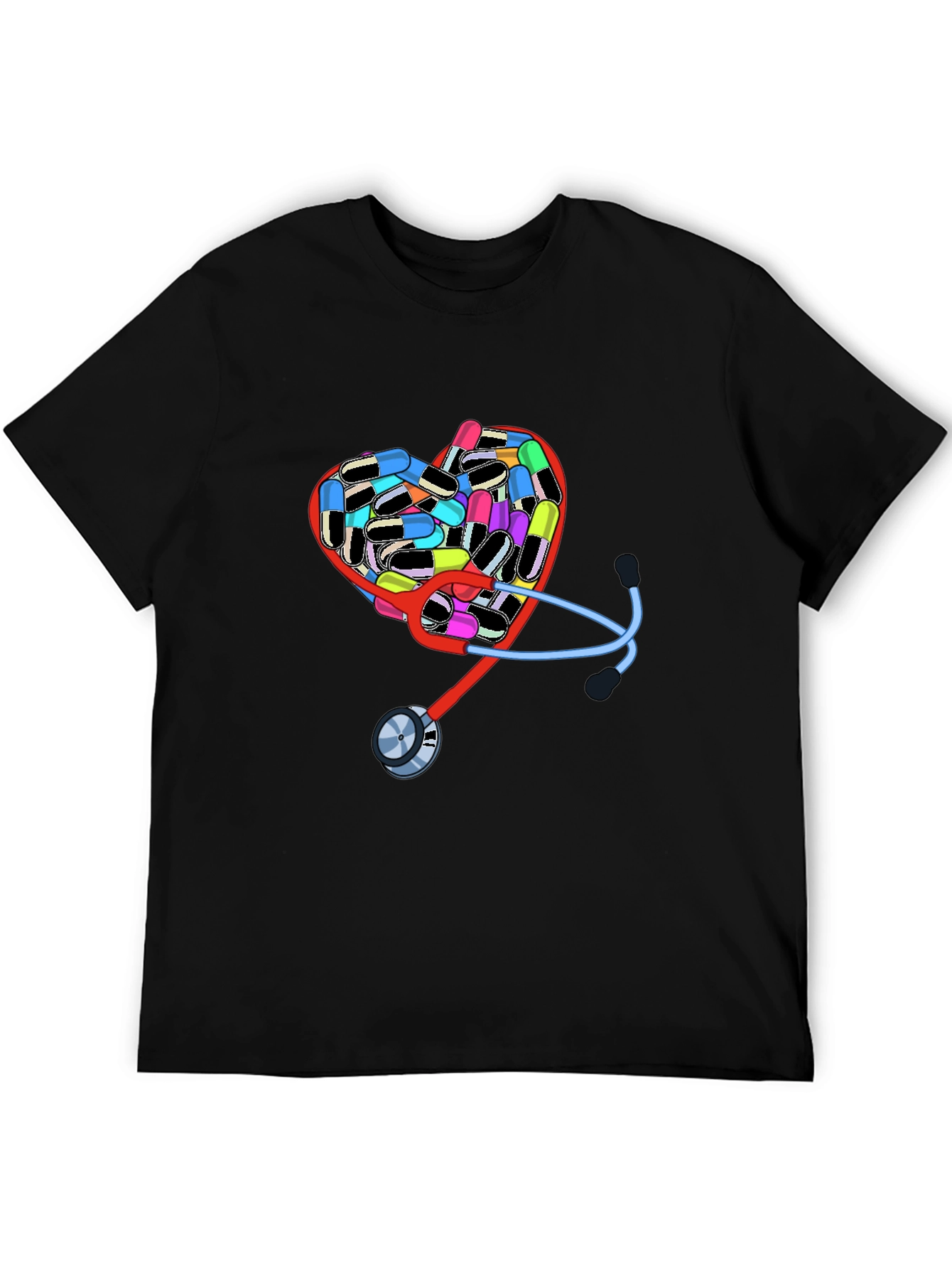 Black Heart Pills & Stethoscope Graphic T-Shirt view 5