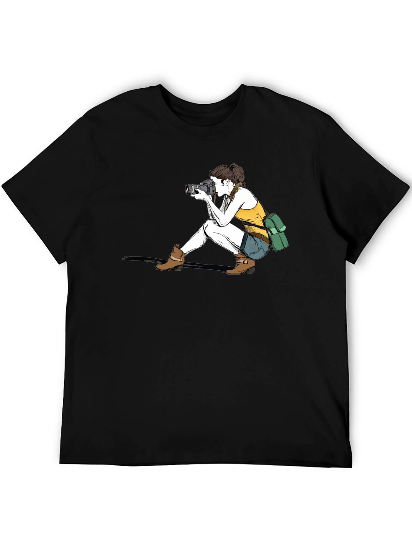 Black Photographer Graphic Tee - Unisex Black T-Shirt view 5