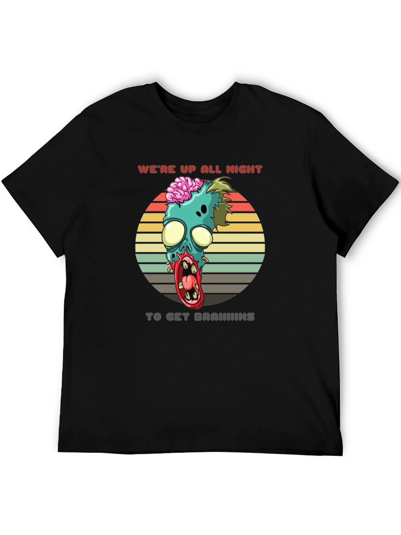 Black Zombie Brains T-Shirt - We're Up All Night view 5