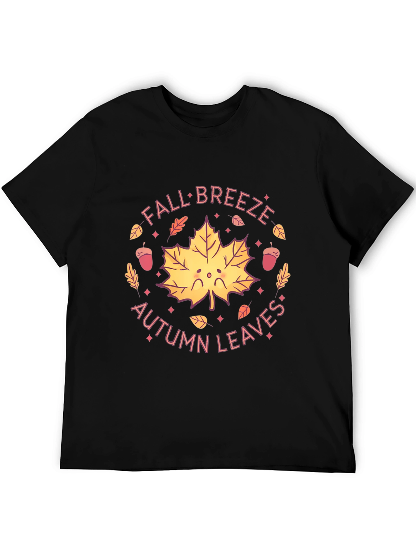Black Fall Breeze Autumn Leaves Graphic T-Shirt view 5