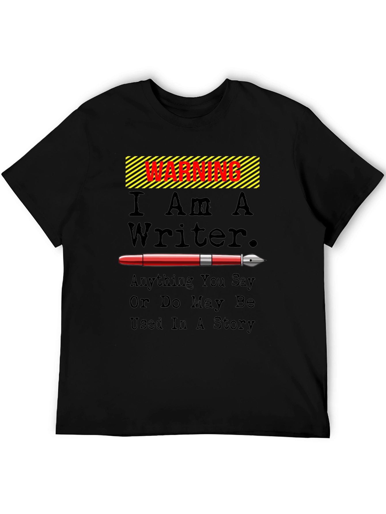 Black Warning I Am A Writer Novelty Graphic T-Shirt view 5