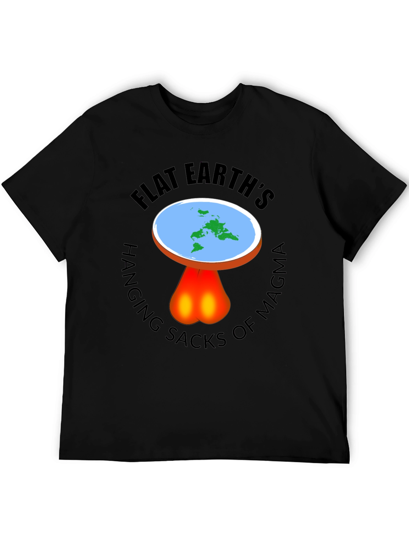 Black Flat Earth Hanging Sacks Of Magma T-Shirt view 5
