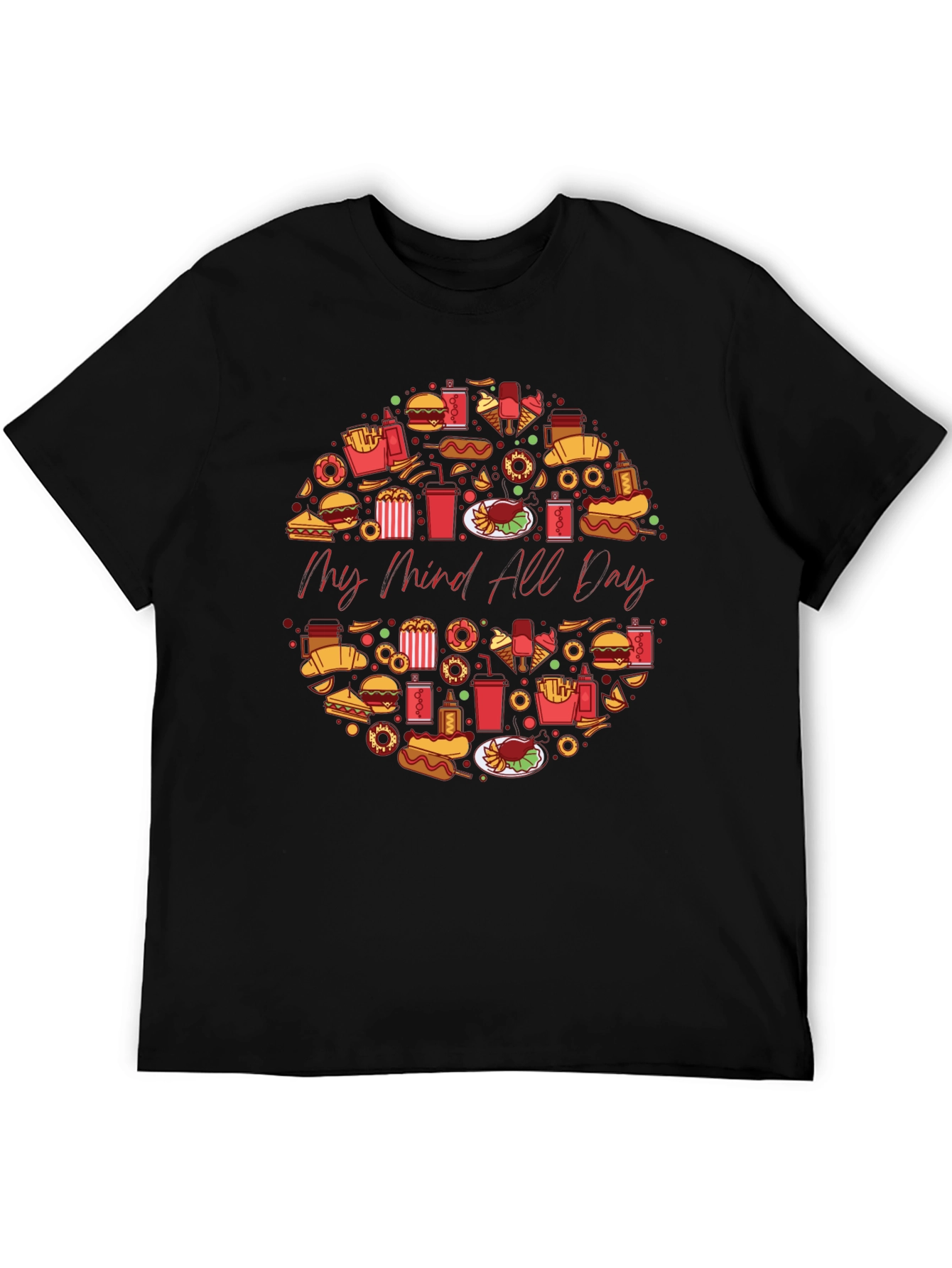 Black My Mind All Day Foodie T-Shirt - Black, Casual view 5