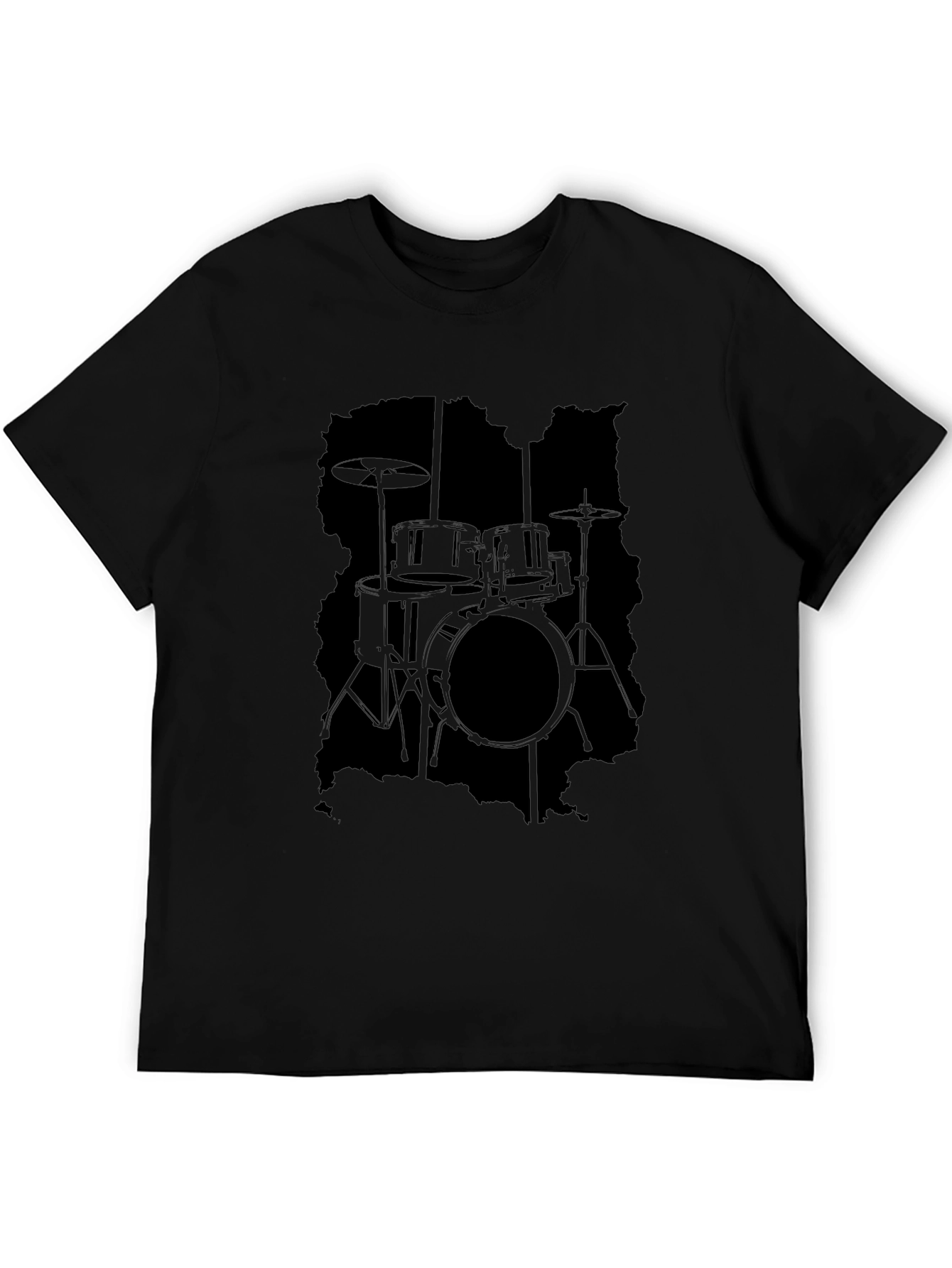 Black Black Drum Set Graphic T-Shirt view 5