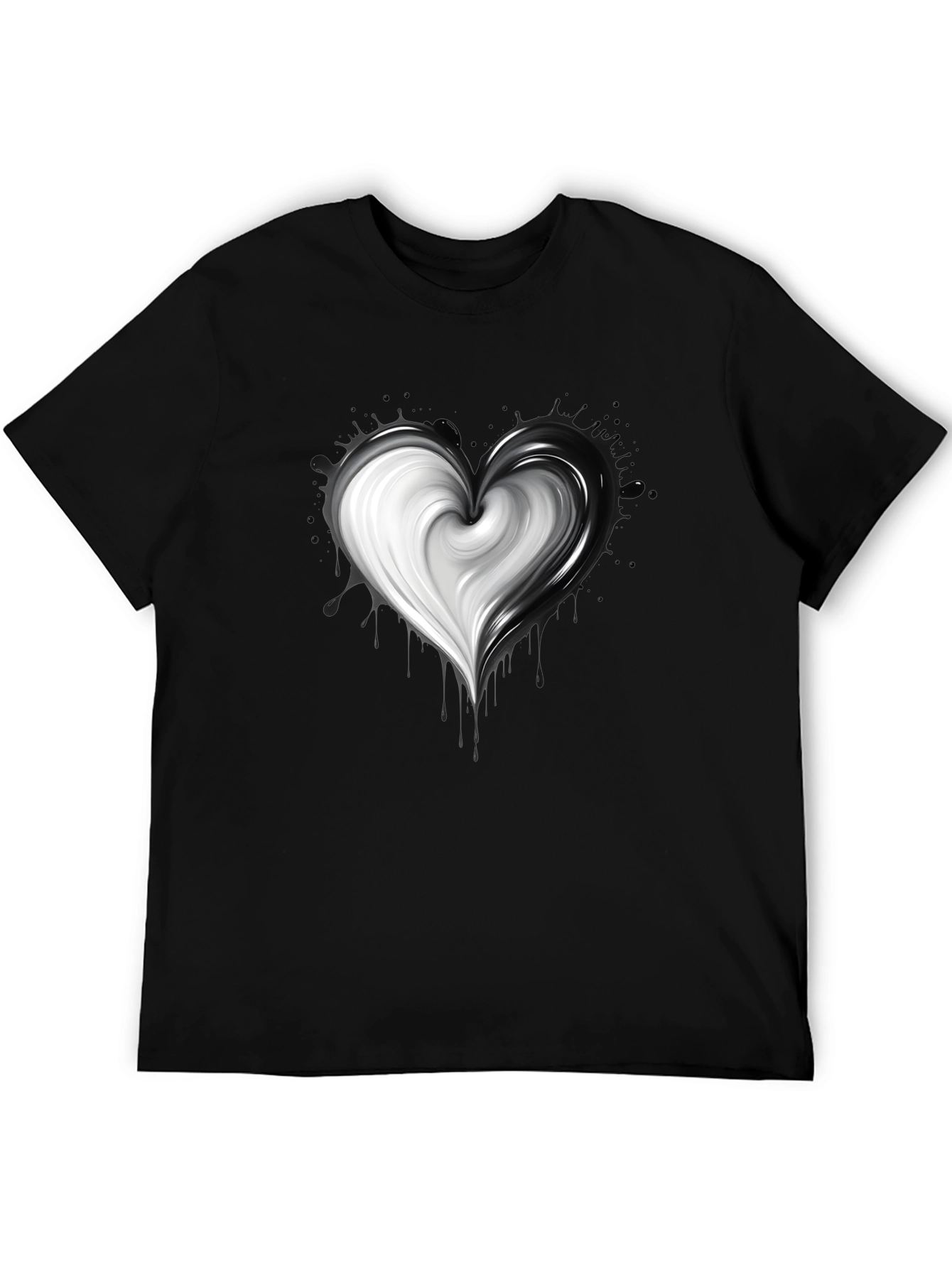 Black Yin Yang Heart Graphic Tee - Unisex Soft Cotton view 5
