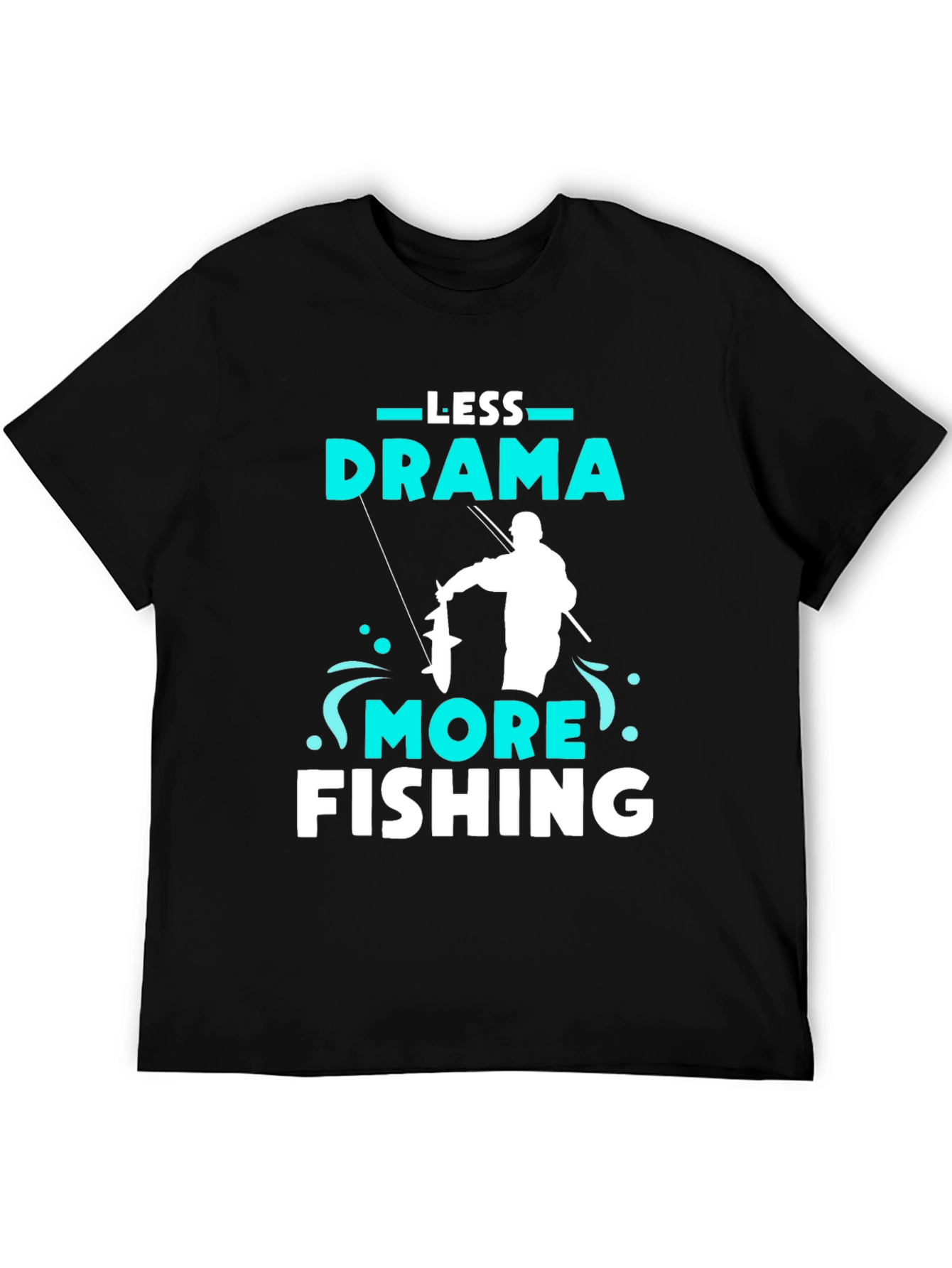 Black Less Drama More Fishing Graphic Tee view 5