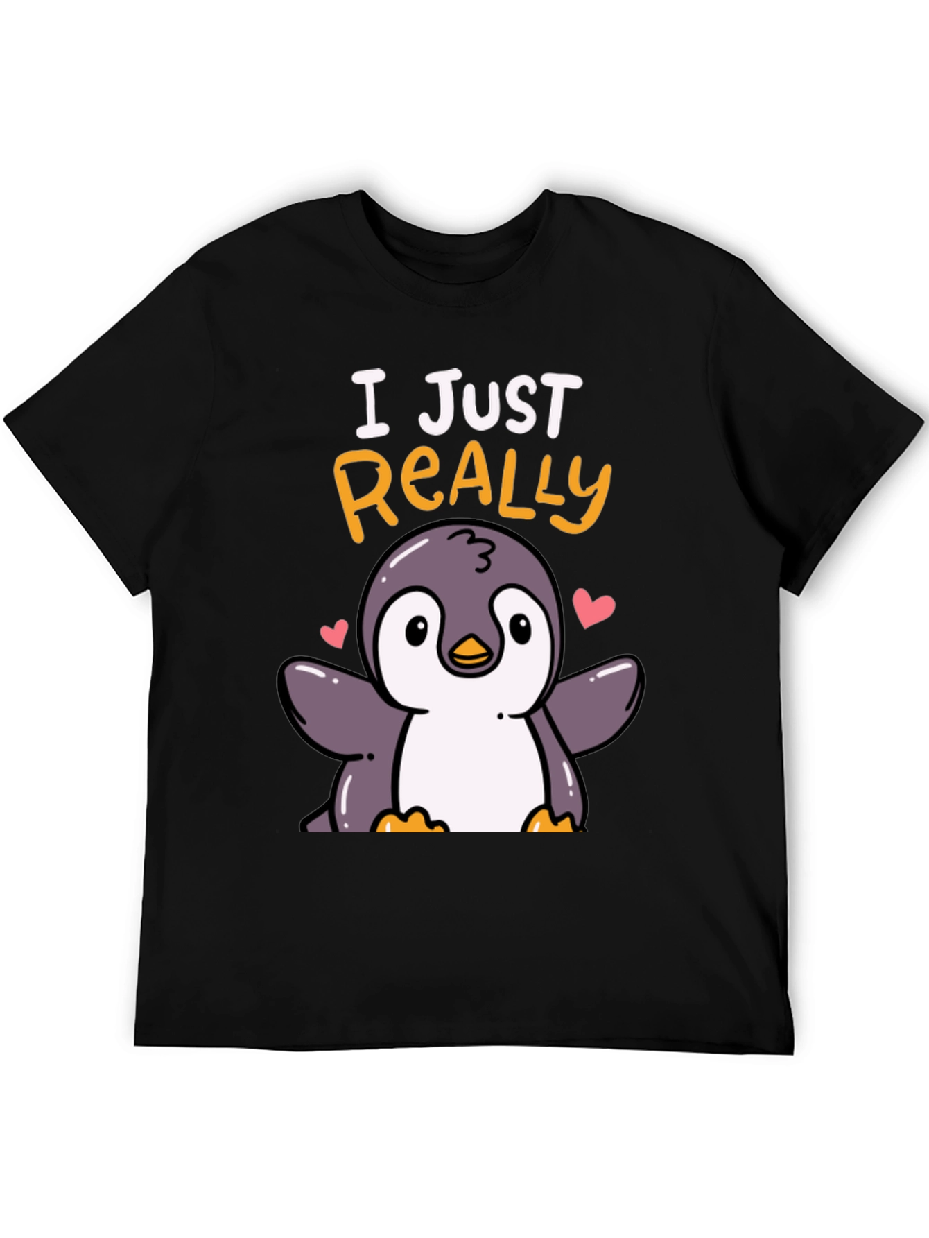 Black Cute Penguin T-Shirt - I Just Really Love Penguins view 5