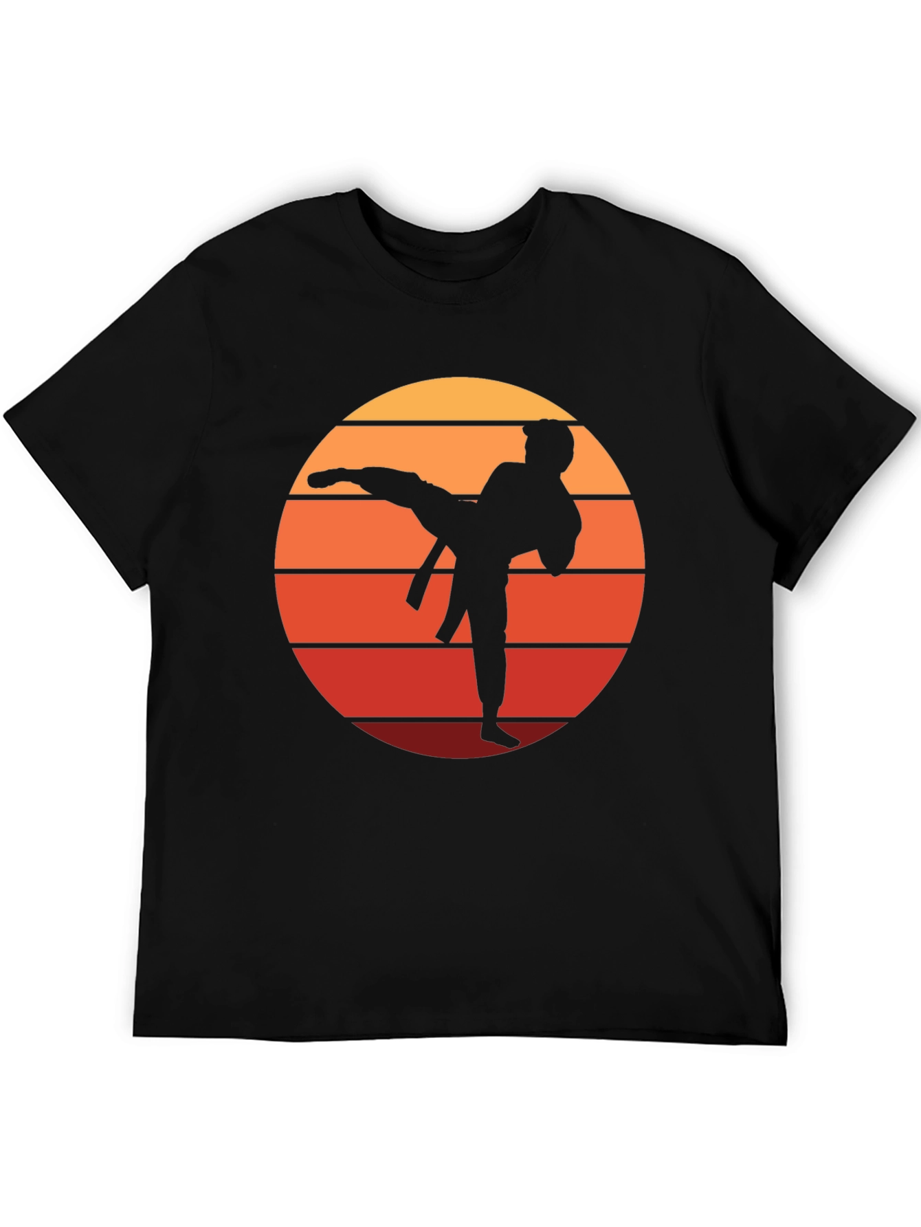 Black Karate Sunset Graphic Tee - Martial Arts Silhouette T-Shirt view 5