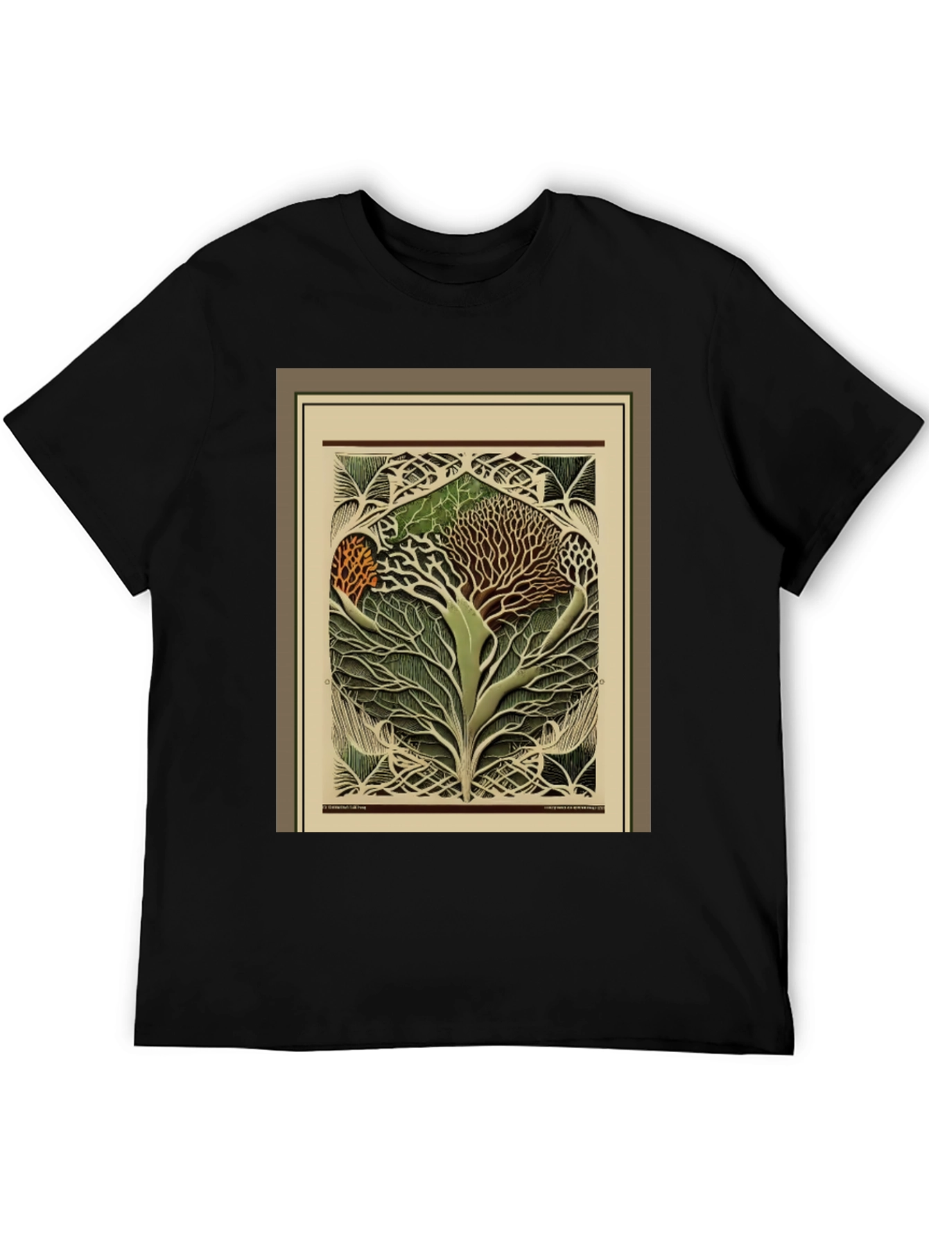 Black Arboreal Art Tee - Unique Tree of Life Design view 5