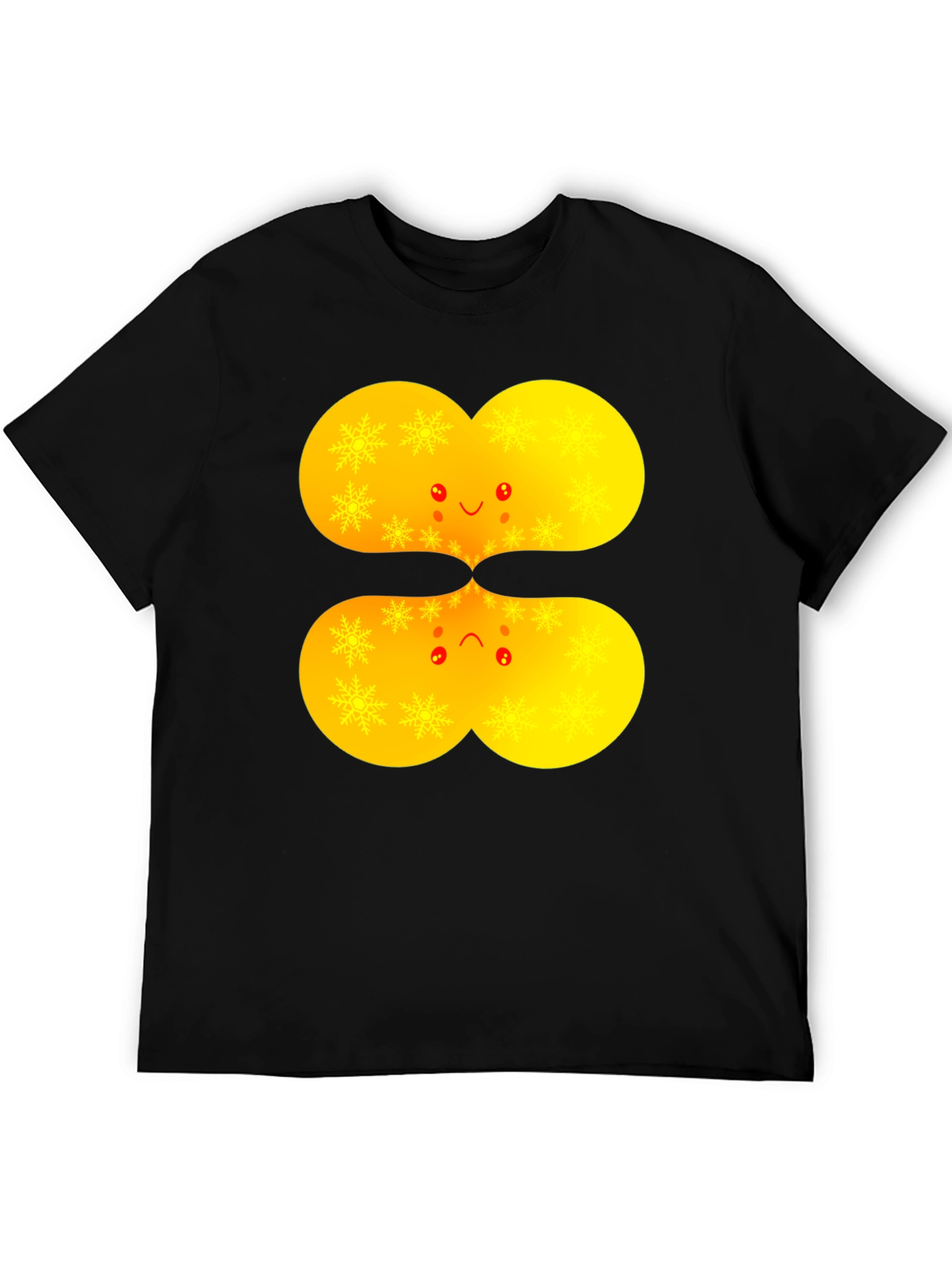 Black Cute & Sad Faces Graphic Black T-Shirt view 5