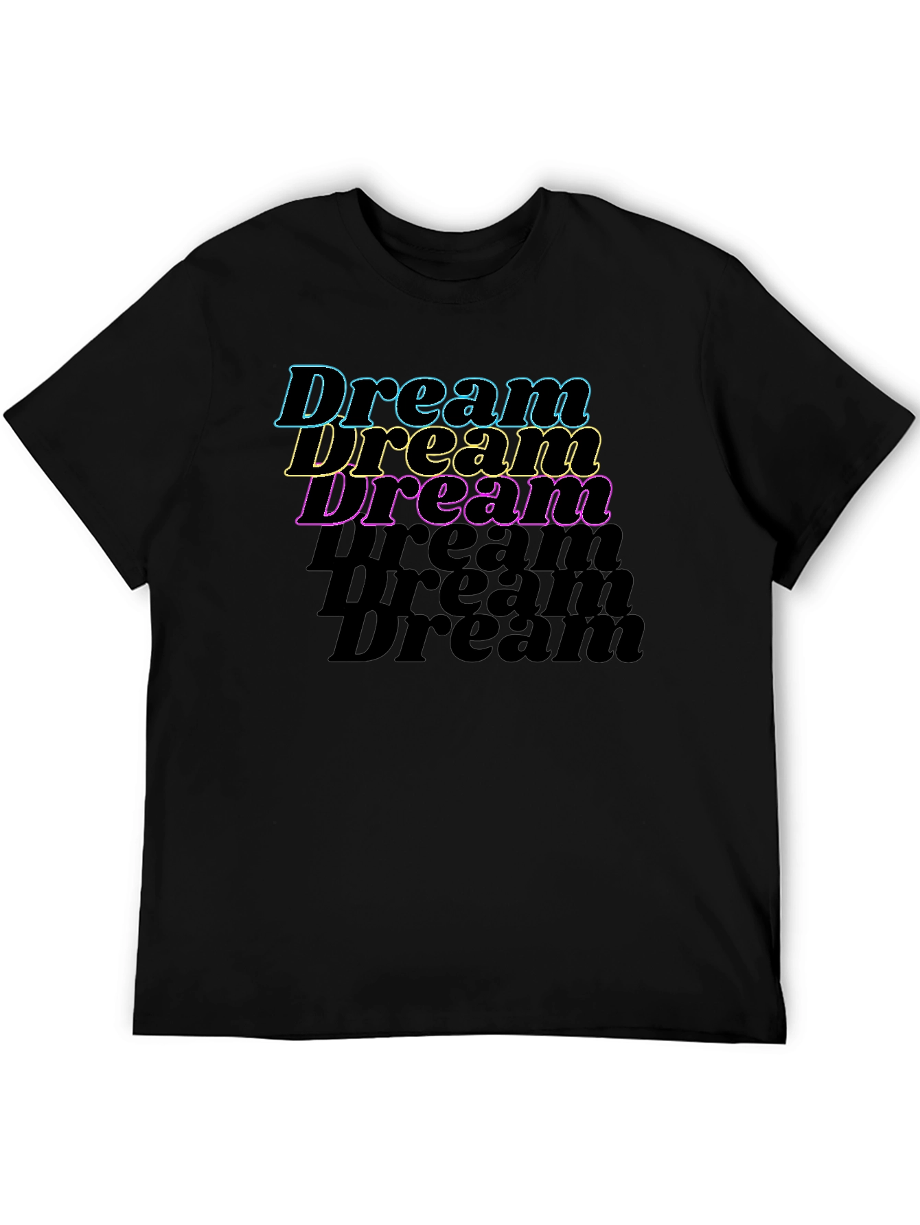 Black Dream Text Graphic Black T-Shirt view 5