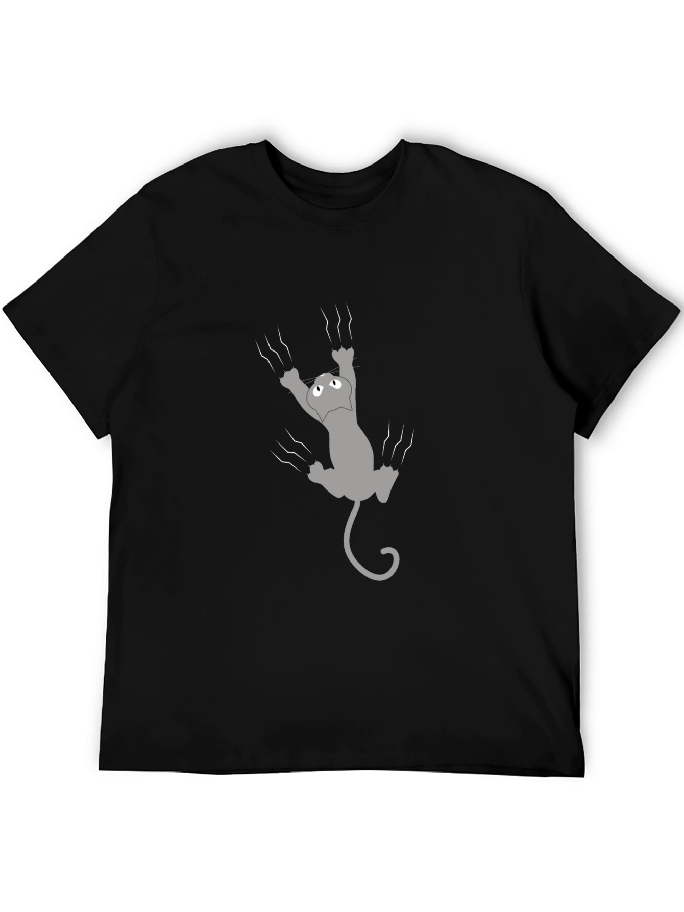 Black Climbing Cat Graphic Tee - Funny Novelty T-Shirt view 5