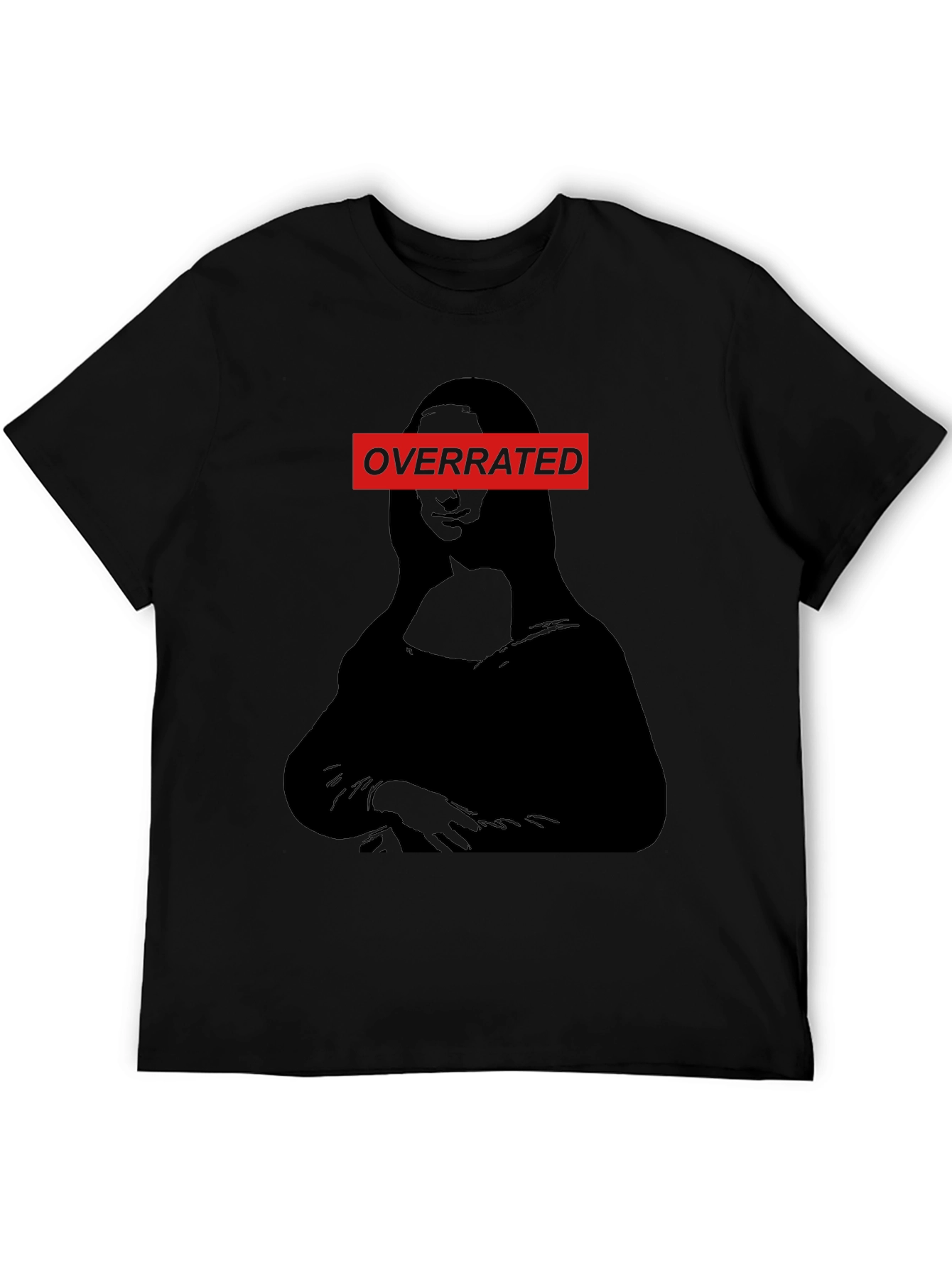 Black Overrated Mona Lisa Graphic Tee - Unique Humor T-Shirt view 5