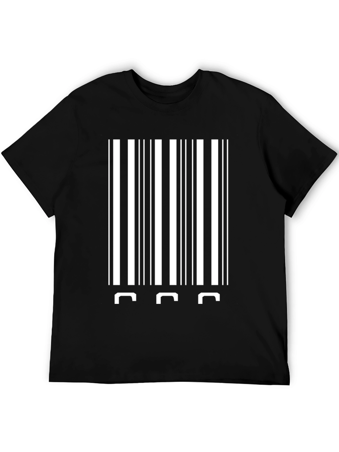 Black Barcode Novelty Graphic Tee - Black Cotton Blend view 5