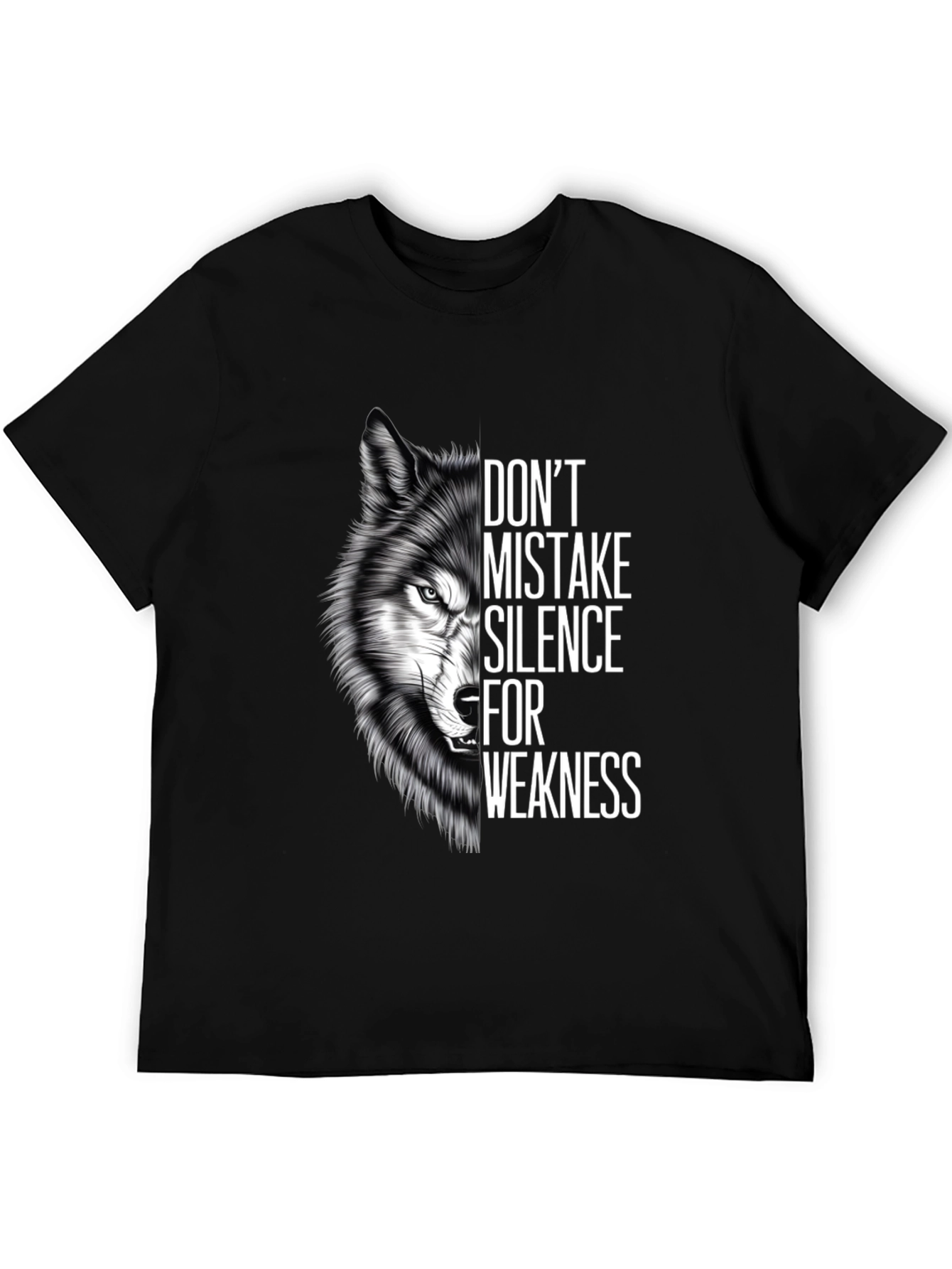 Black Wolf Silence Graphic Tee - Don't Mistake Silence For Weakness T-Shirt view 5