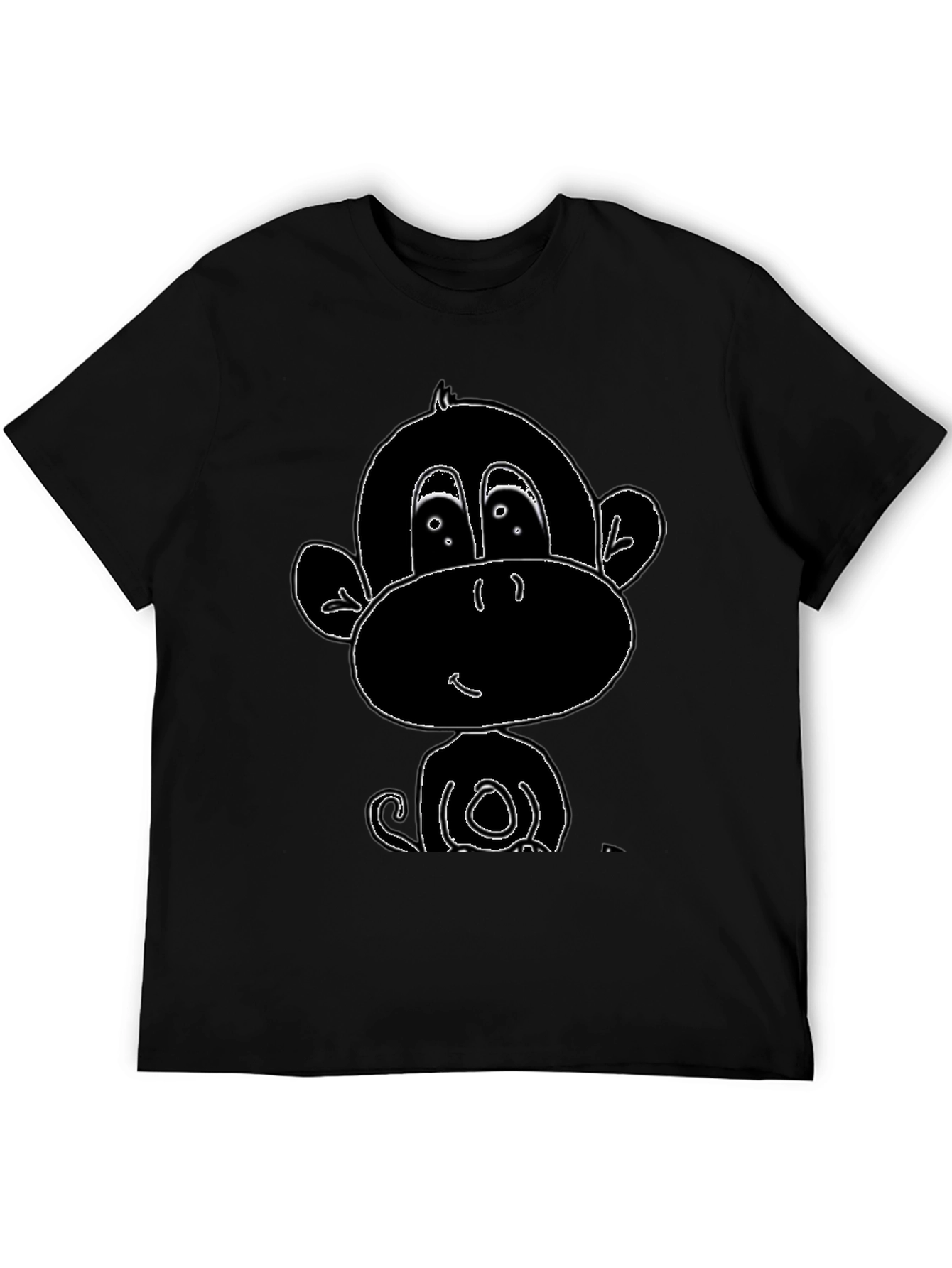 Black Cartoon Monkey Graphic Tee - Black view 5