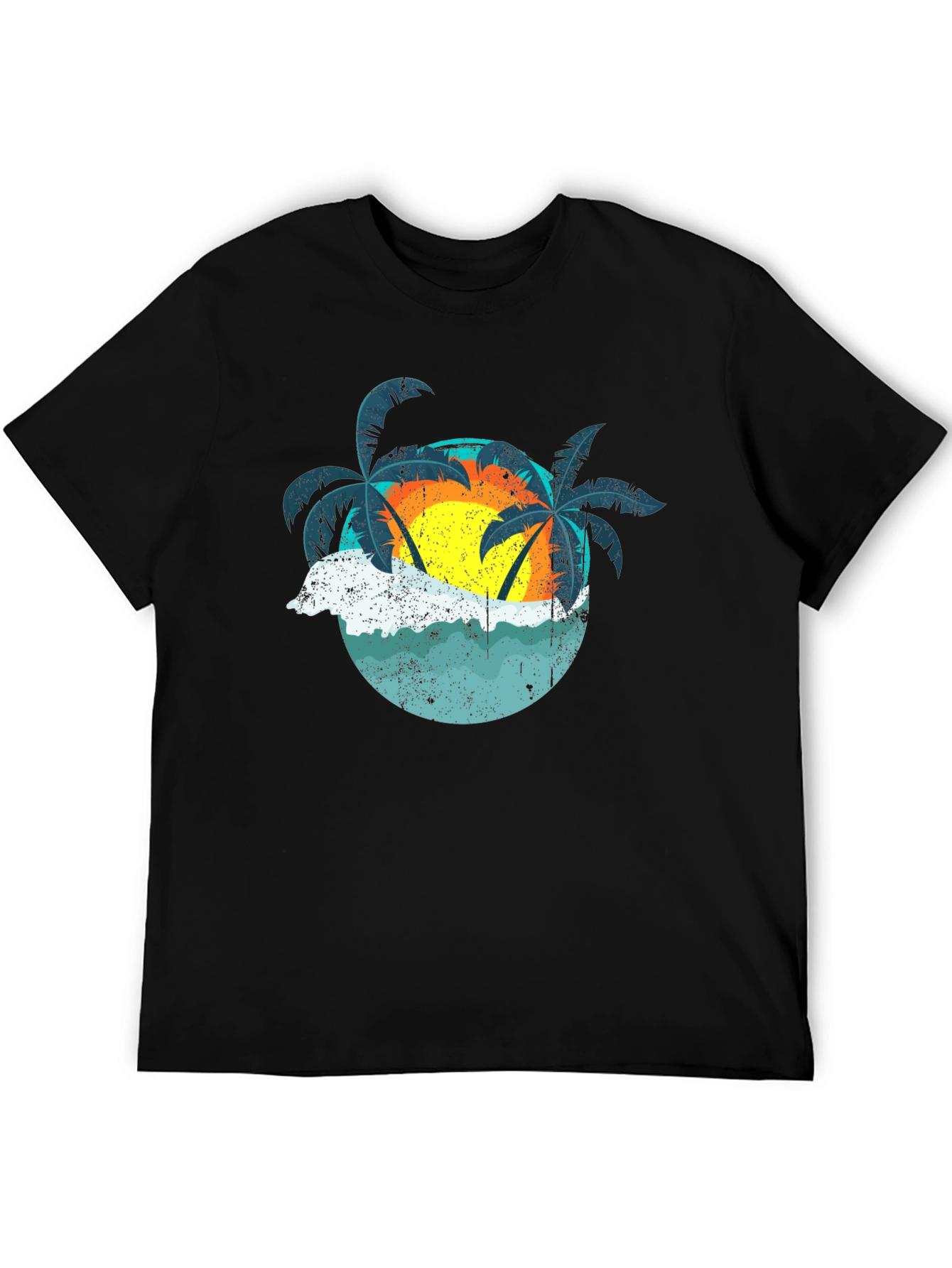 Black Retro Sunset Palms T-Shirt - Black view 5