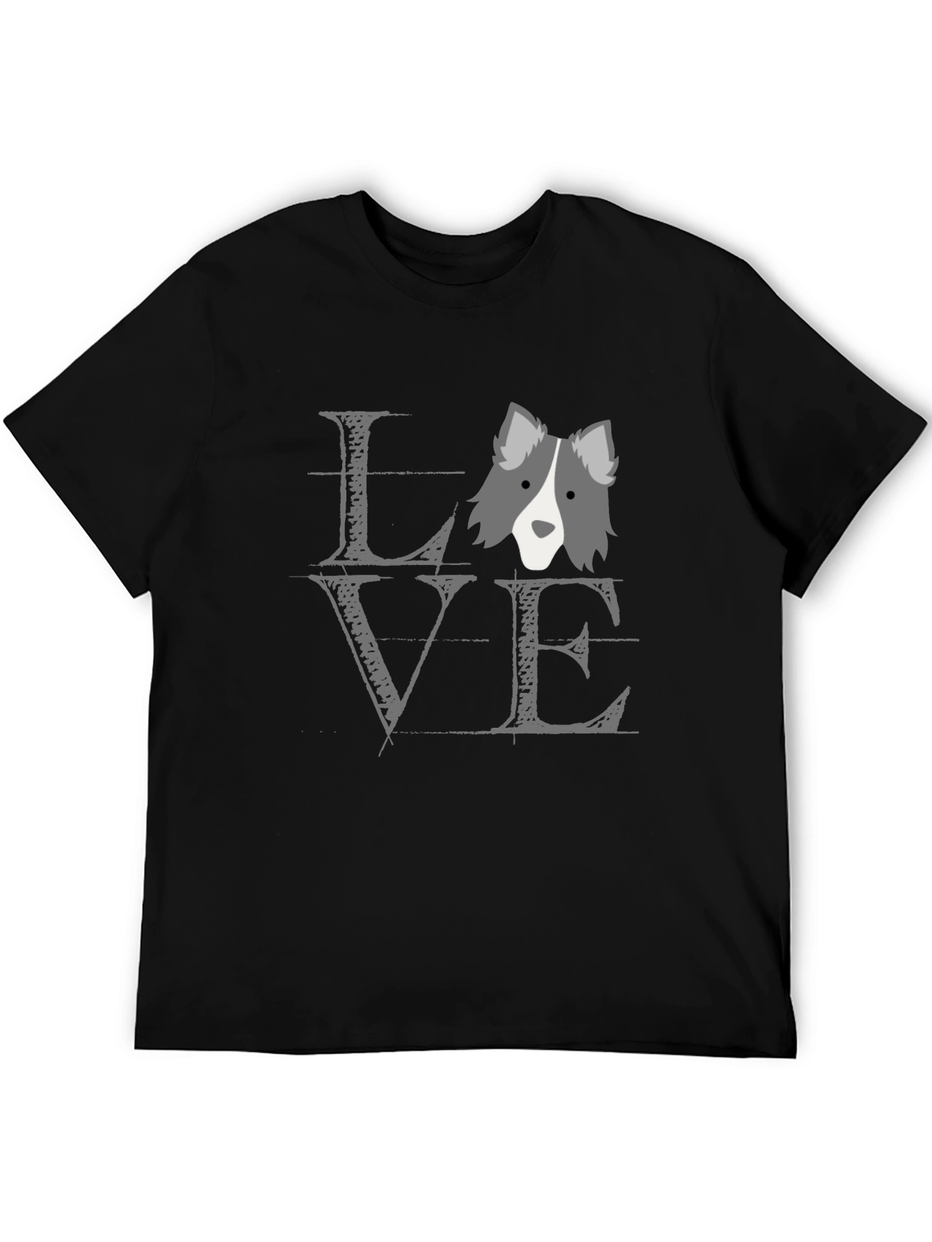 Black Dog Love T-Shirt - Unisex Black Cotton Tee view 5