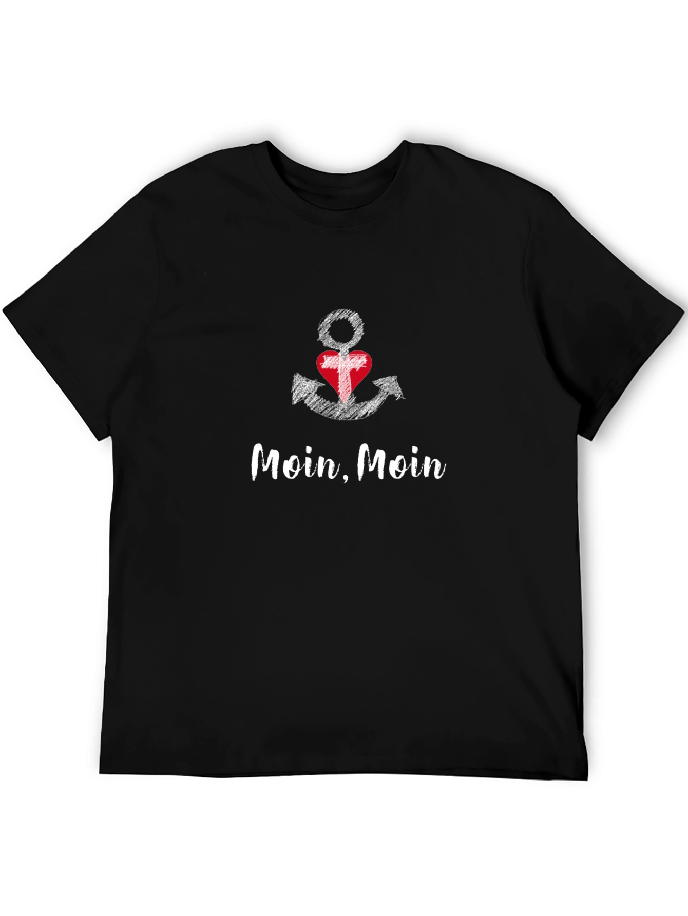 Black Moin Moin Anchor Heart Graphic T-Shirt - Unisex view 5