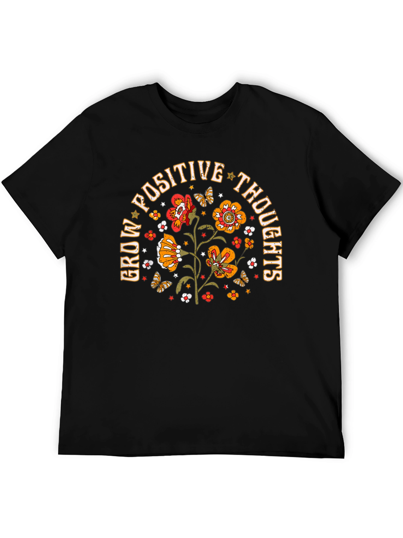 Black Grow Positive Thoughts Graphic Tee view 5