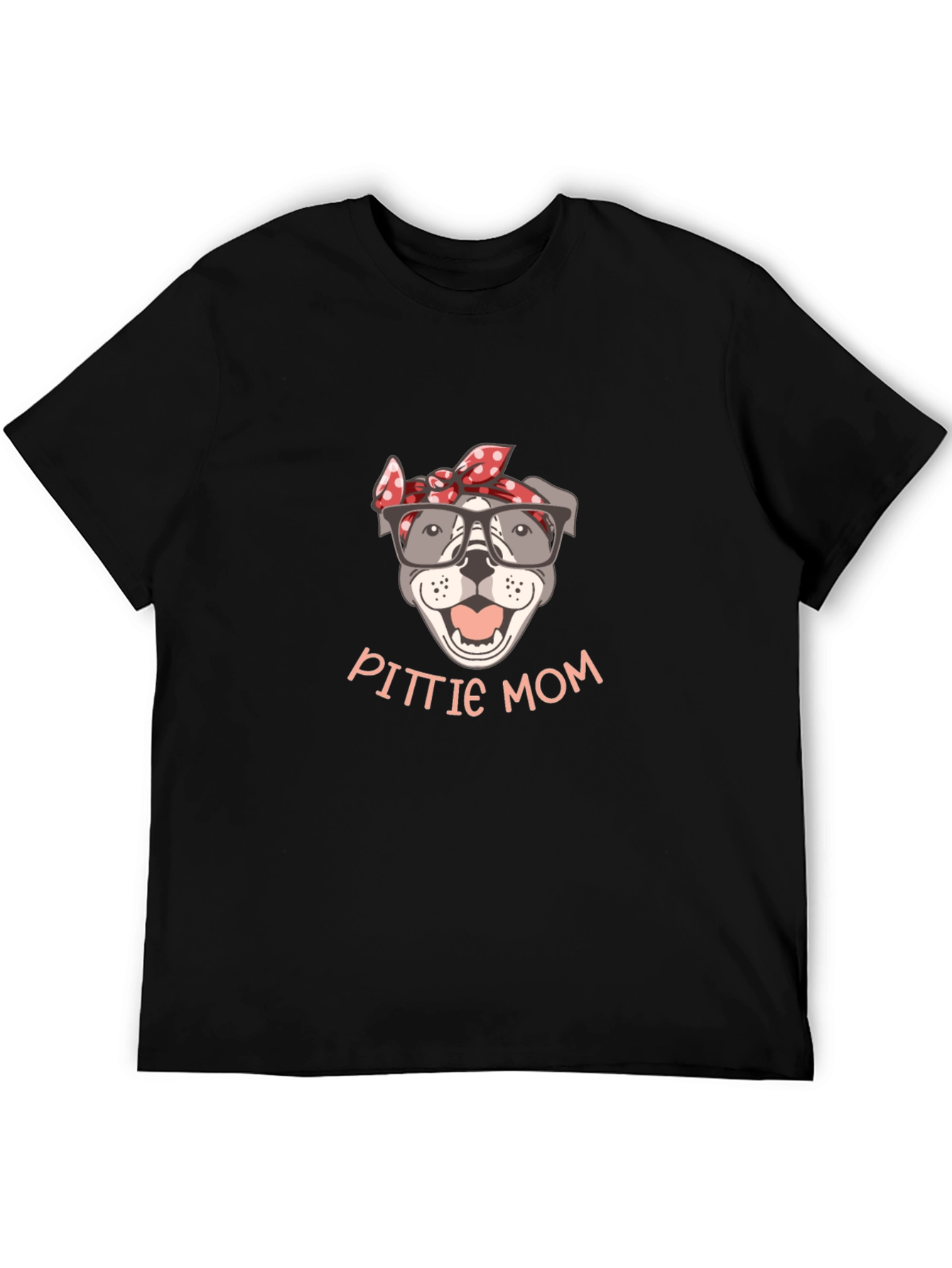 Black PITTIE MOM T-Shirt - Dog Lover Tee view 5