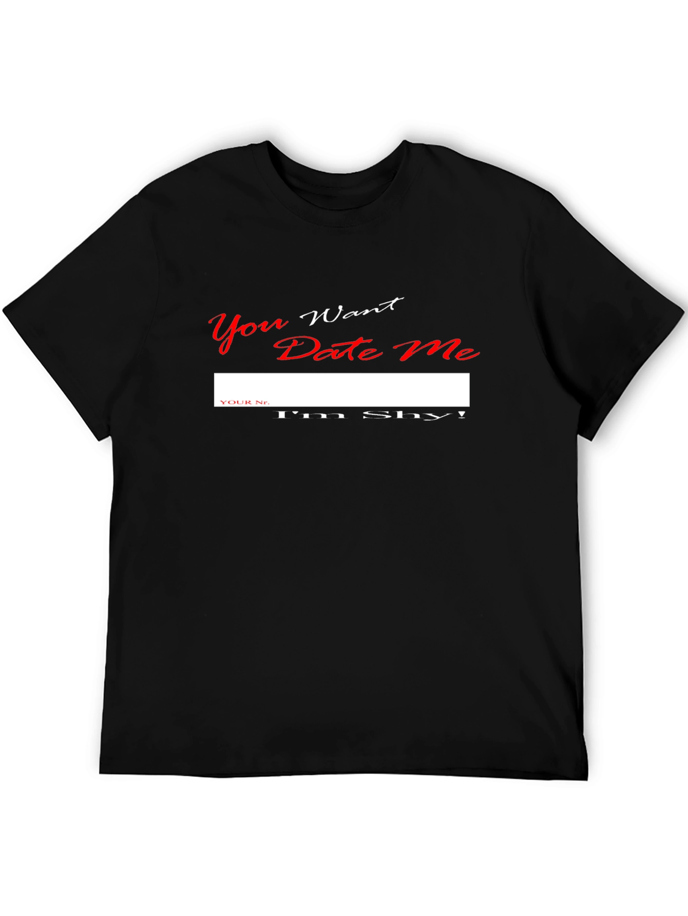 Black Shy Dating Humor Graphic T-Shirt view 5