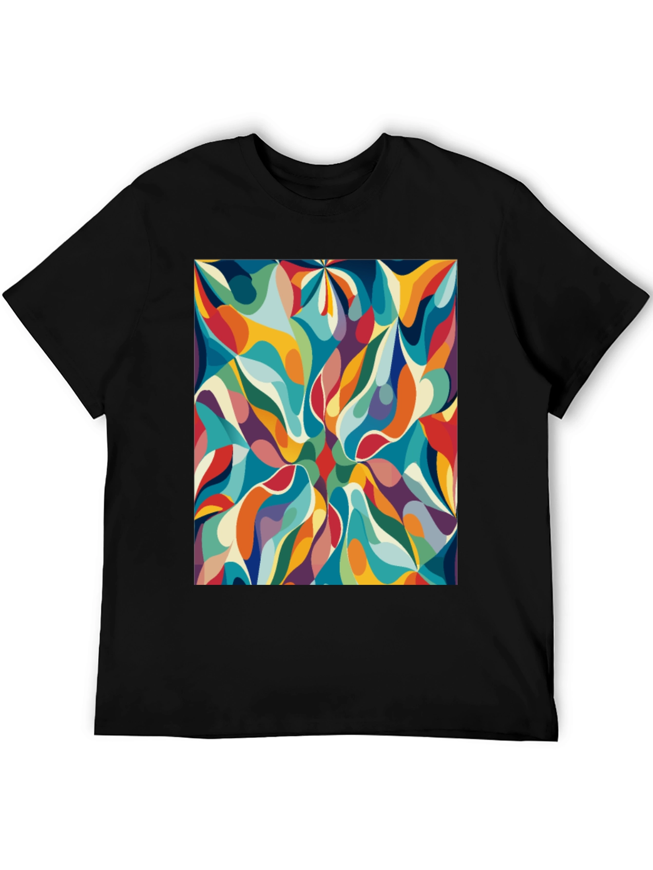Black Retro Abstract Graphic Print Tee - Bold Style view 5