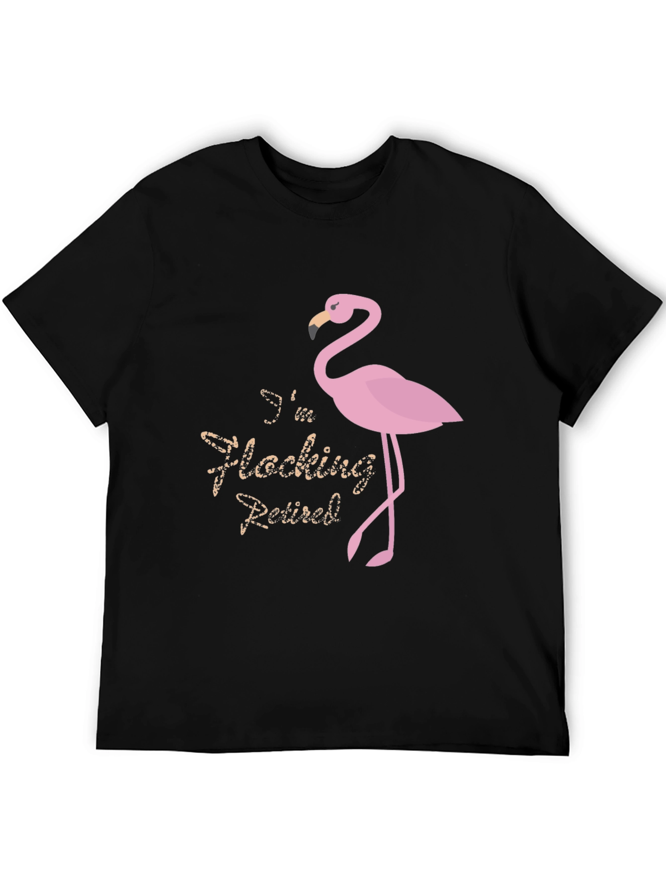 Black Funny Flamingo Retired T-Shirt view 5