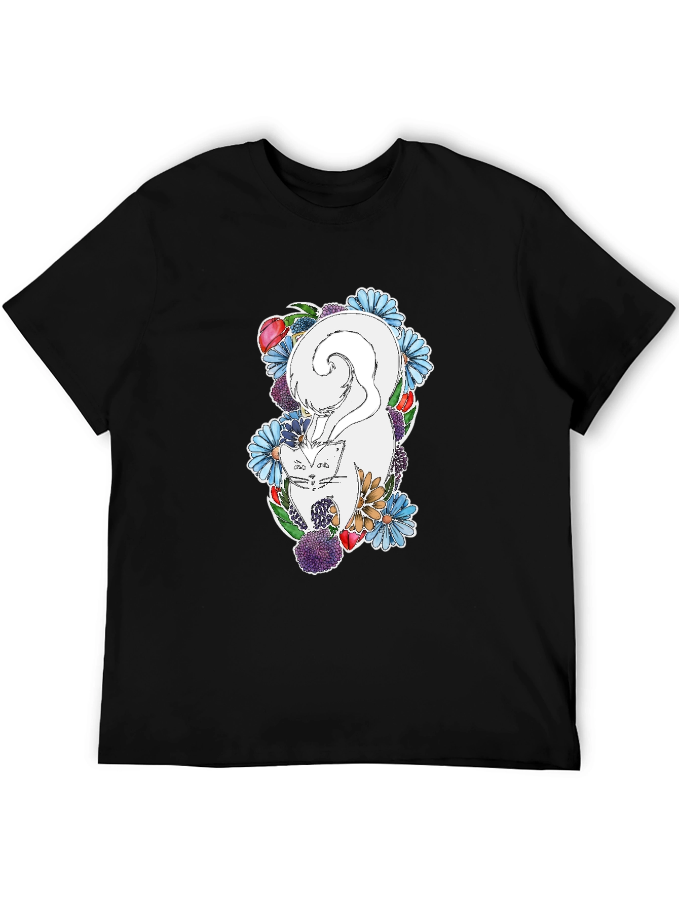 Black Floral Fox Graphic T-Shirt - Unique Design, Soft Cotton view 5