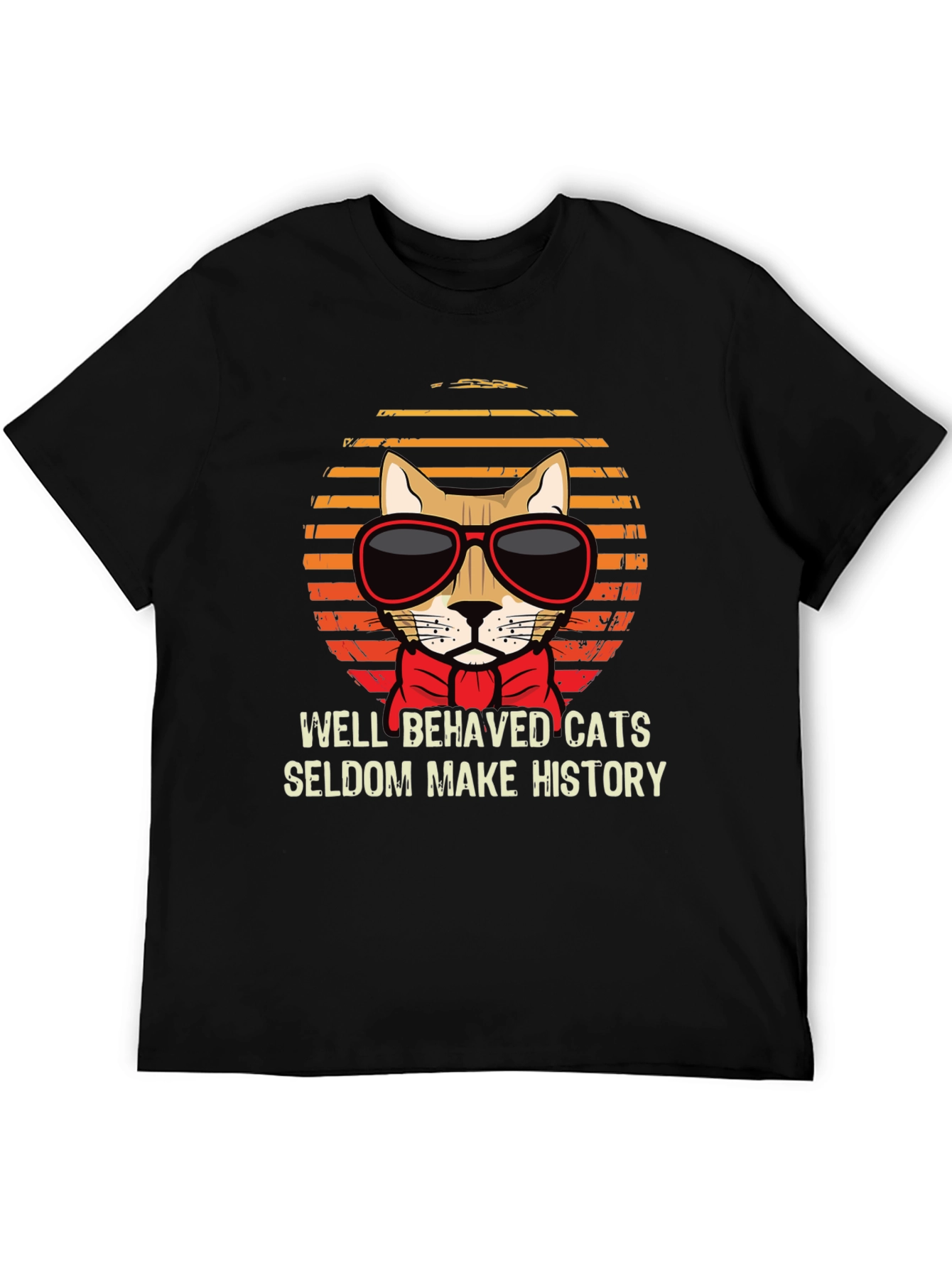 Black Cool Cat T-Shirt - Well Behaved Cats view 5