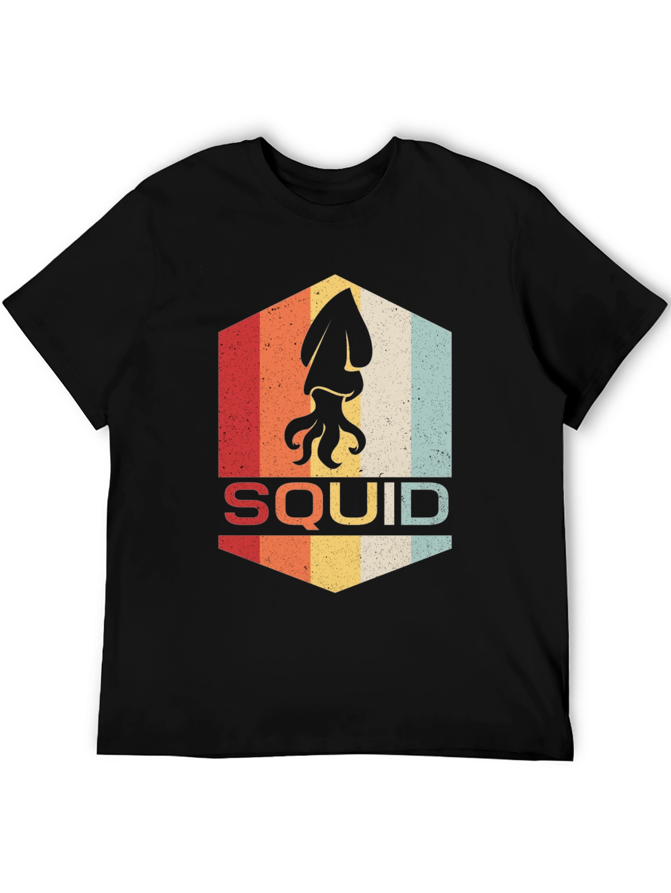 Black Retro Squid Graphic T-Shirt - Vintage Style Tee view 5