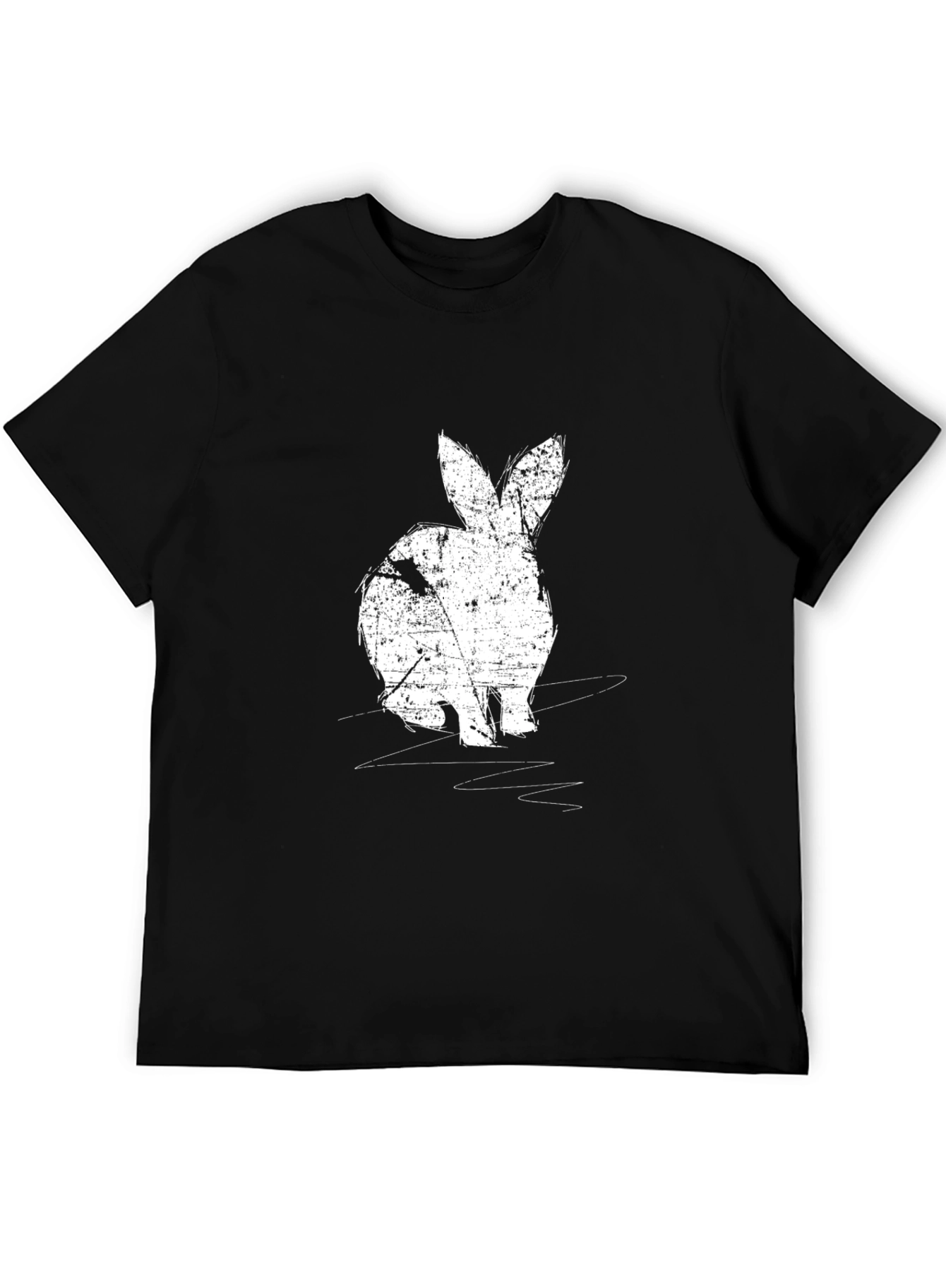 Black Rabbit Graphic Print Black Crewneck T-Shirt view 5